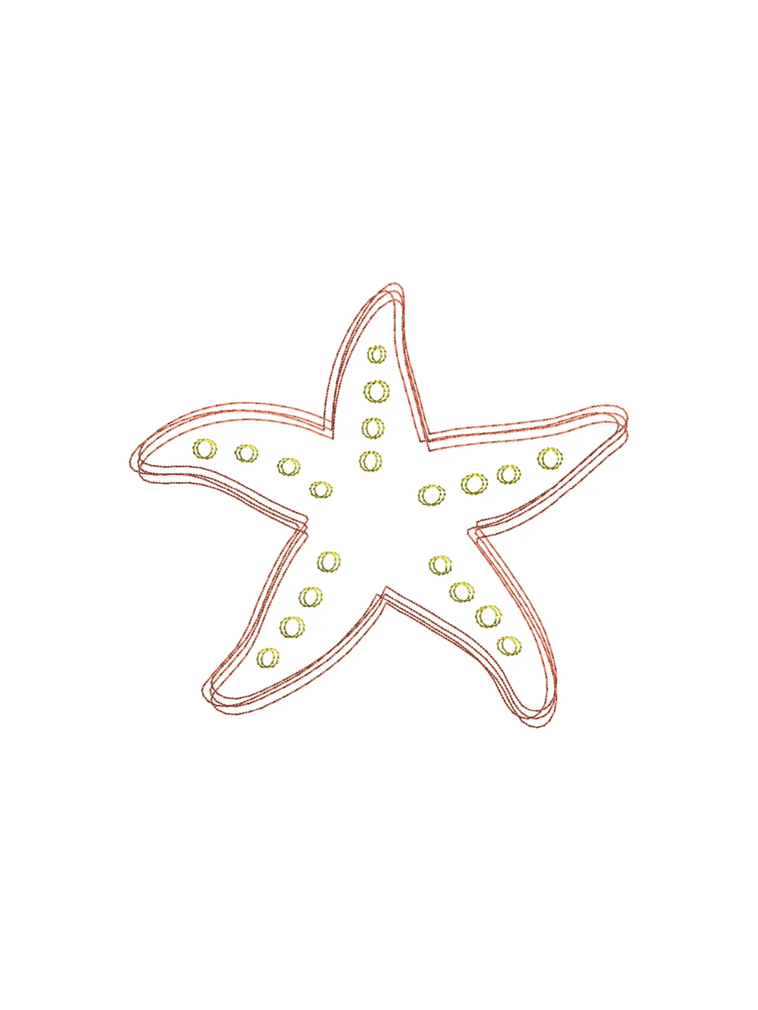 Starfish scribble stitch embroidery design,Starfish embroidery design,Fun embroidery design,INSTANT DOWNLOAD-1384