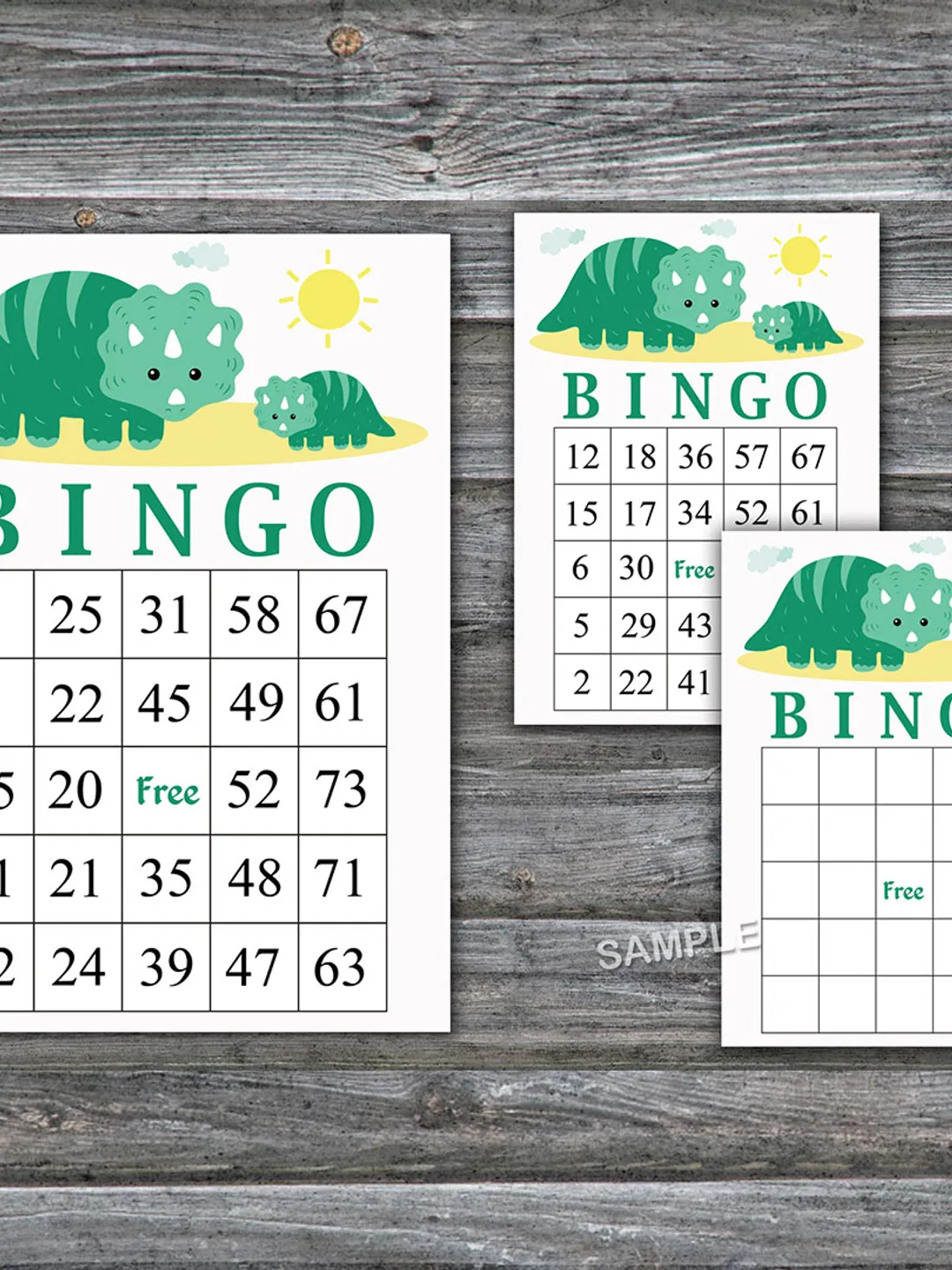 Dinosaur bingo cards,Dinosaur themed bingo game,Dino printable bingo cards,60 Bingo Cards,INSTANT DOWNLOAD--342