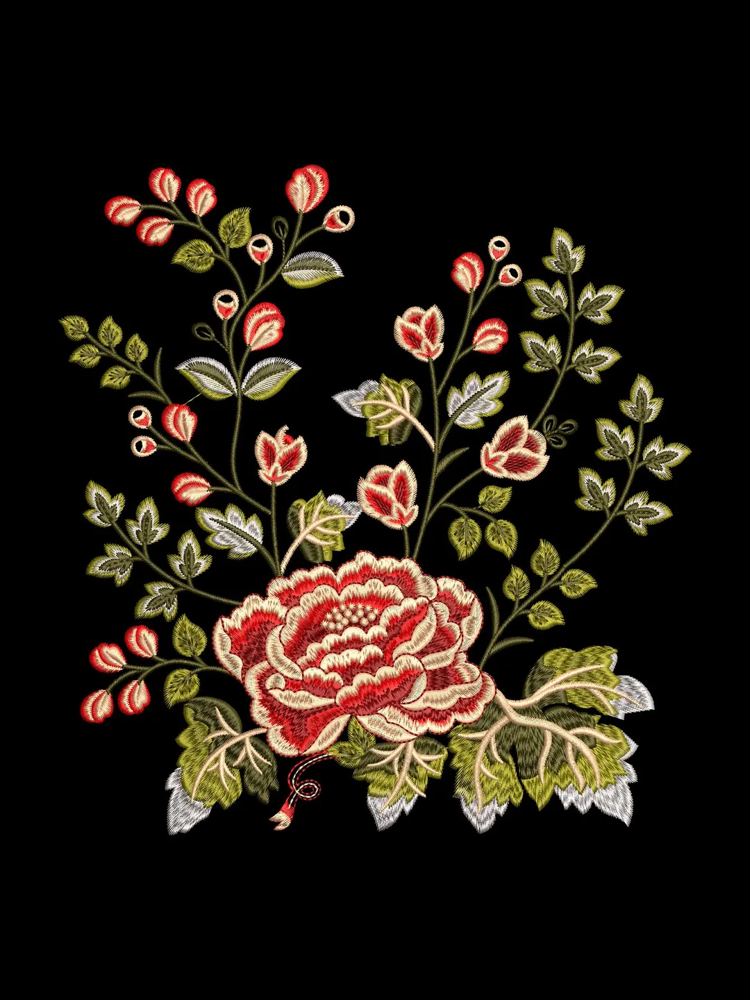 Rose Embroidery Design: Floral big Pattern (PES DST JEF etc)(Digital Download