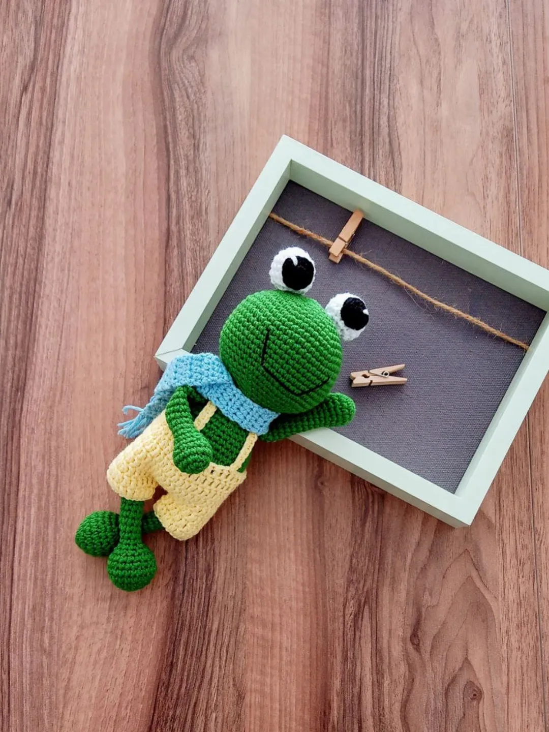 Amigurumi Frog Crochet Plush Toy, Green Frog Crochet Plushie, Unique Gift for Frog Lovers, Crochet Cute Frog Stuffed Animal Toy