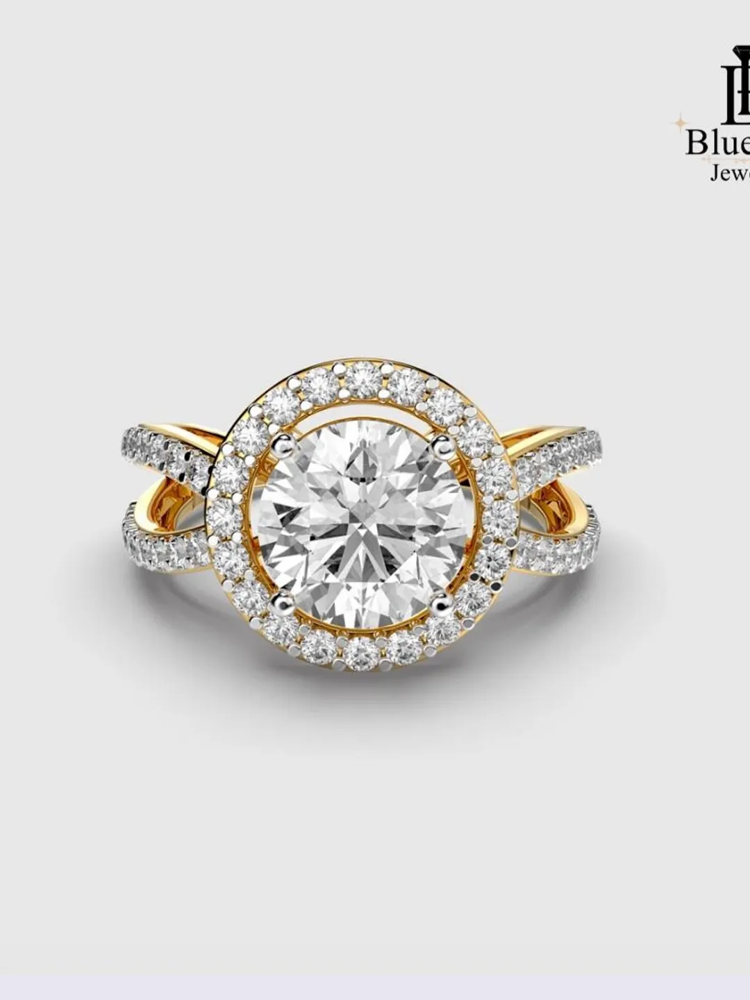 1 CT Round Cut Moissanite Engagement Ring Set | 14K Solid Gold Bridal ...
