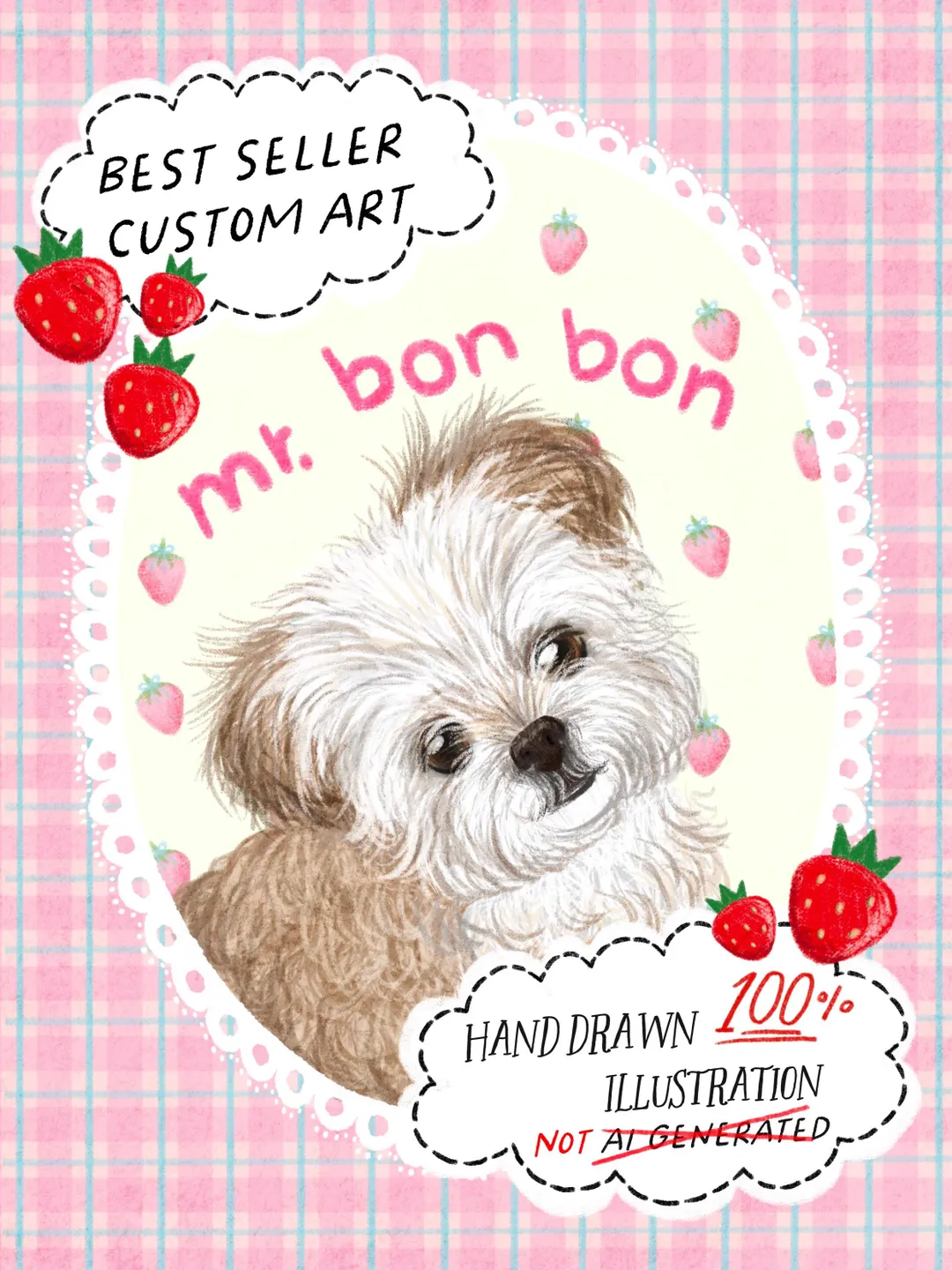 Badly Drawn Dog Pet Portrait Personalized Cute Dog Portrait Unique Dog ...