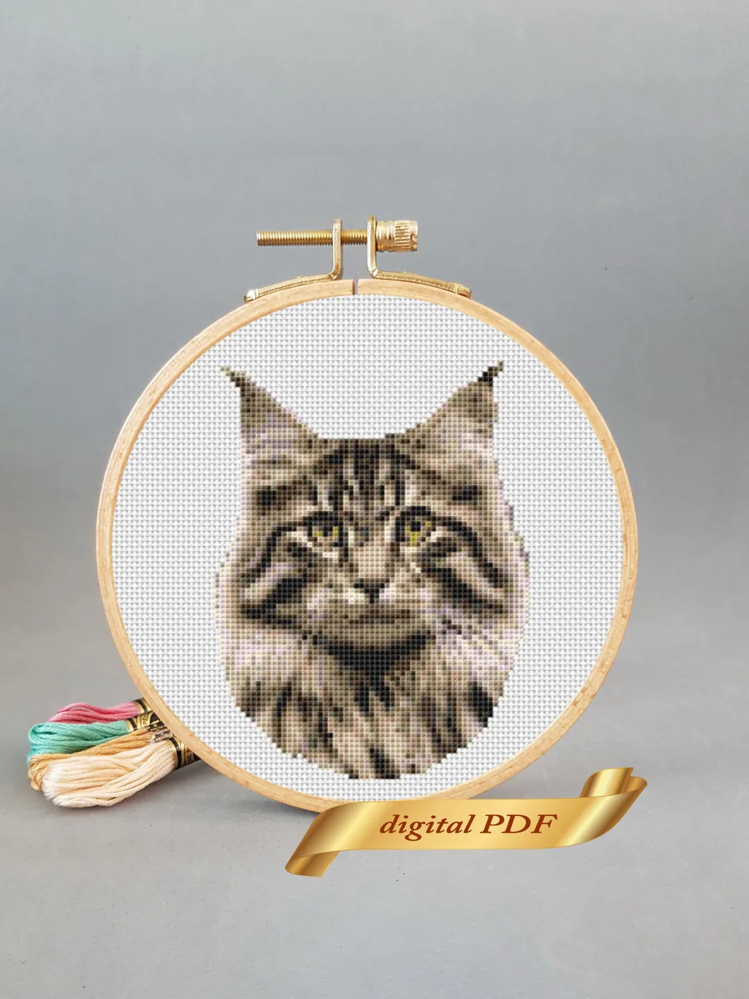 Norwegian Forest cat pattern pdf cross stitch, pets easy embroidery DIY, art 22
