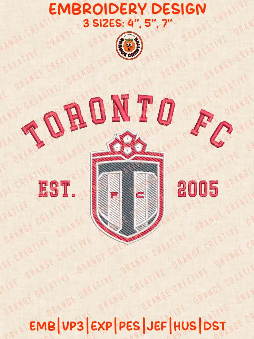 Toronto FC Est 2005 Logo Embroidery Files, MLS Toronto FC Embroidery Designs, League Soccer Machine Embroidery Files, MLS Toronto FC Team Machine Embroidery, 3 sizes, Digital Download