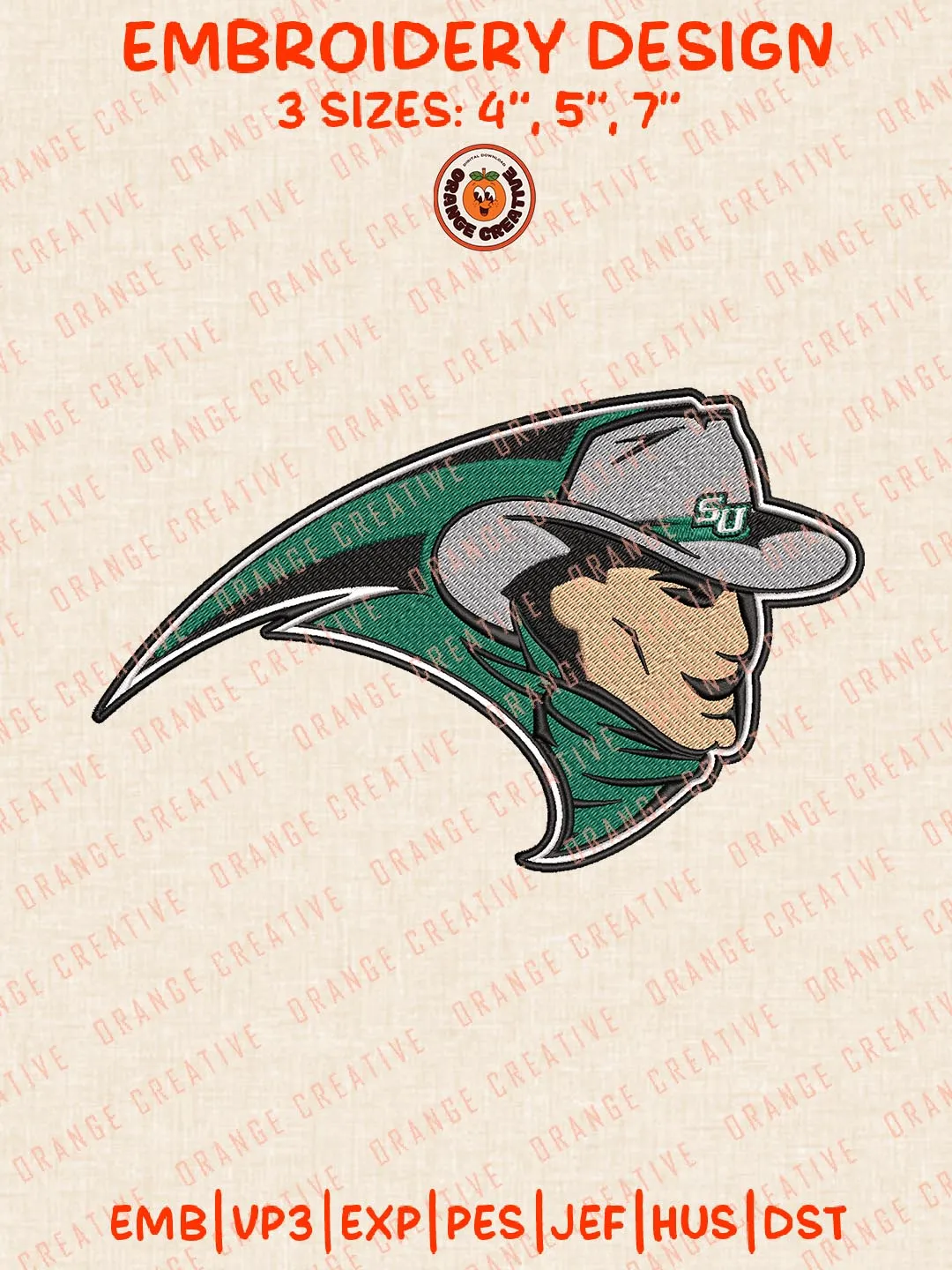 Stetson Hatters Logos Embroidery Design Files, NCAA Logos Embroidery Designs, Machine Embroidery Files, 4 Sizes, Custom Sizes