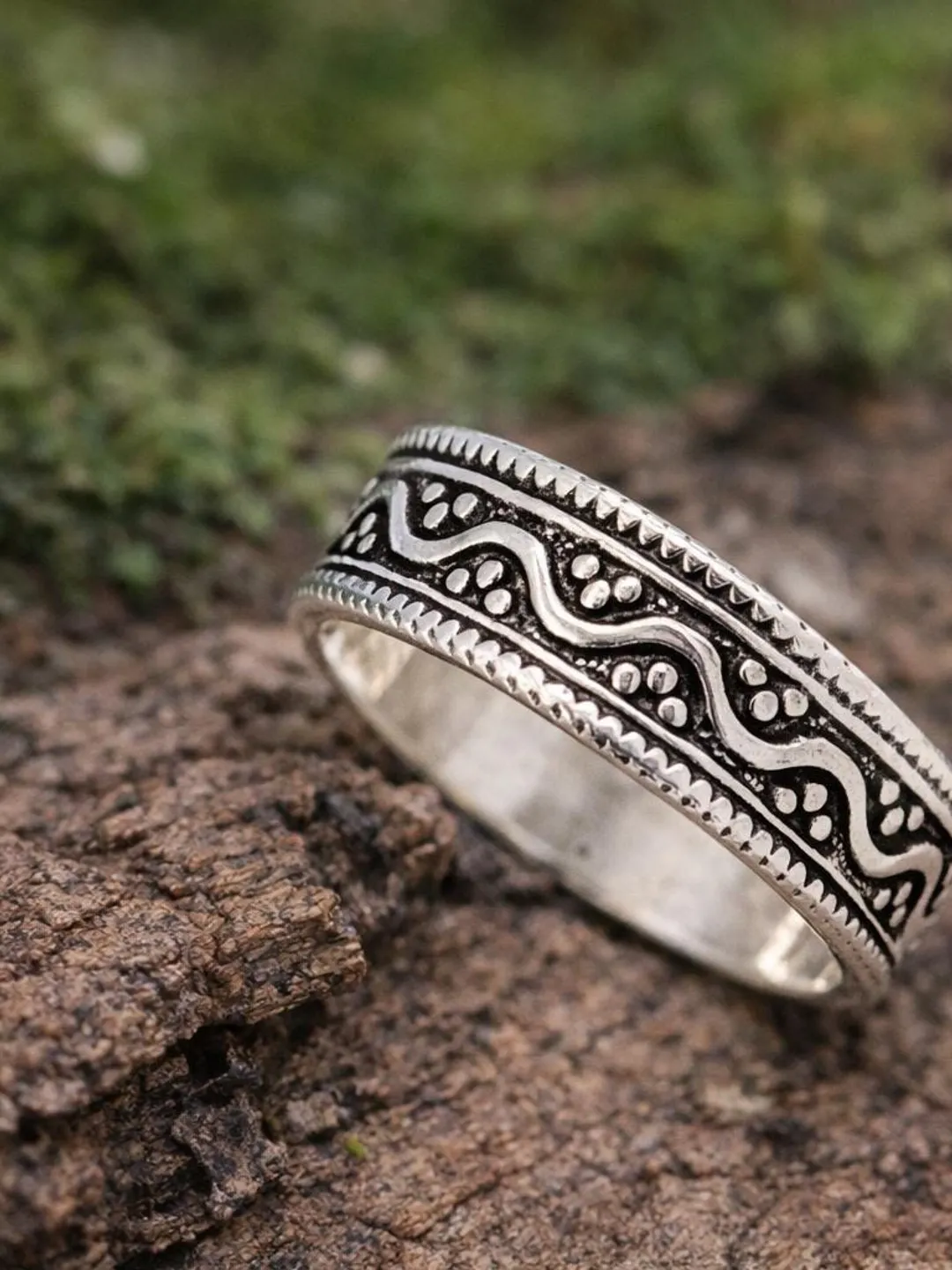 Sterling Silver Tribal Swirl Band Ring | Vintage Oxidized Silver Ring ...
