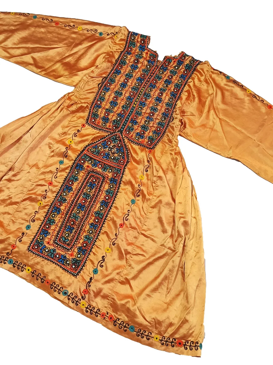 Brown Ethnic Folk Dress for Women | Vintage Baluchi Tribal Dress | Handmade Embroidered Boho Tunic | Traditional Afghani Banjara Gypsy Dress