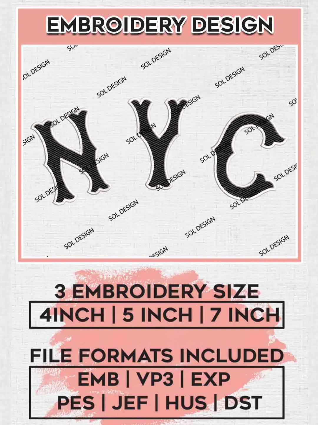 NYC Mets Baseball Team Logo Embroidery Files, MLB New York Mets Team Embroidery, MLB Teams, 3 sizes, MLB Mets Baseball Machine embroidery designs, Digital Download