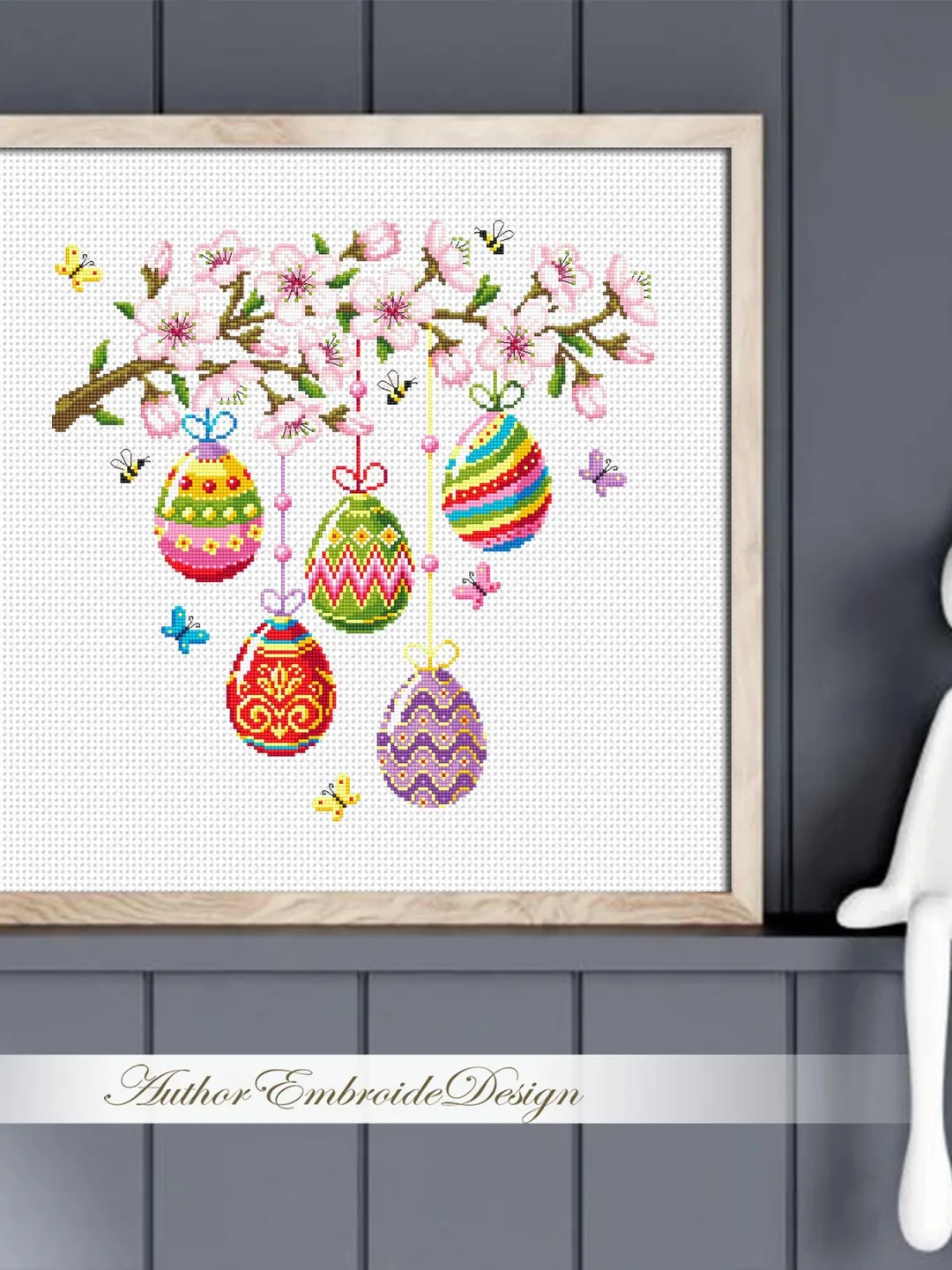 Happy Easter cross stitch pattern PDF download Easter eggs cross stitch ...
