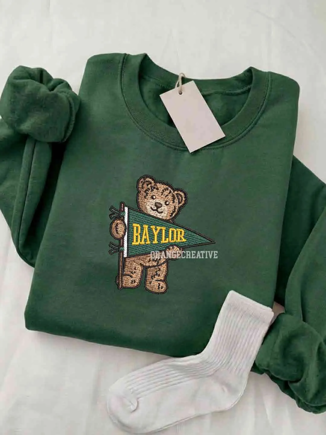 Baylor Bears Embroidered Sweatshirt, College Embroidered Crewneck, NCAA Baylor Team Embroidered Shirt, Teddy Bear Sweatshirt, Gift for Collegue