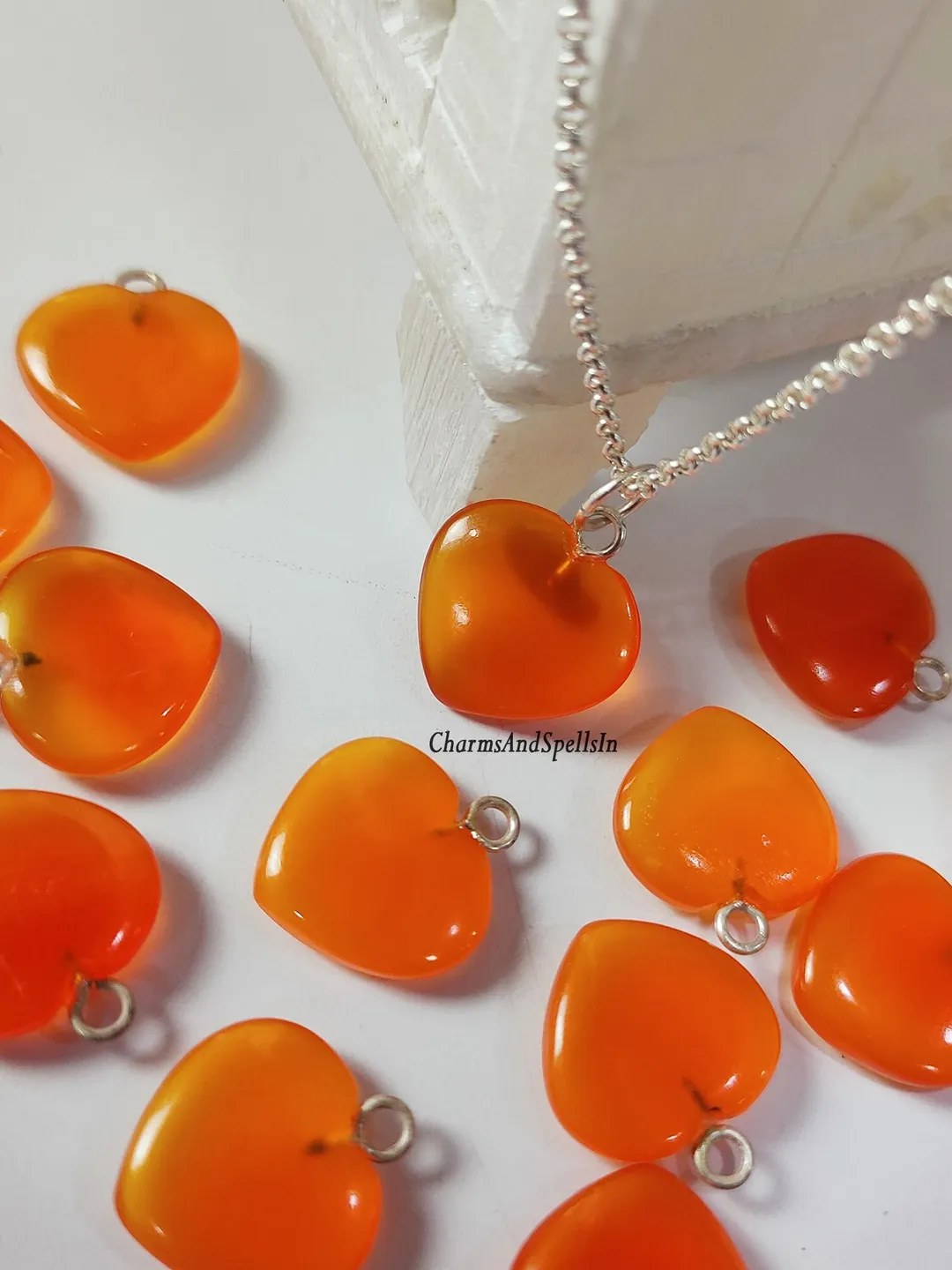 Natural Carnelian Heart Necklace, Heart Shape Necklace, Handmade Jewelry, Carnelian Gemstone Charm Necklace, Wedding Gift, Gift For Bridal