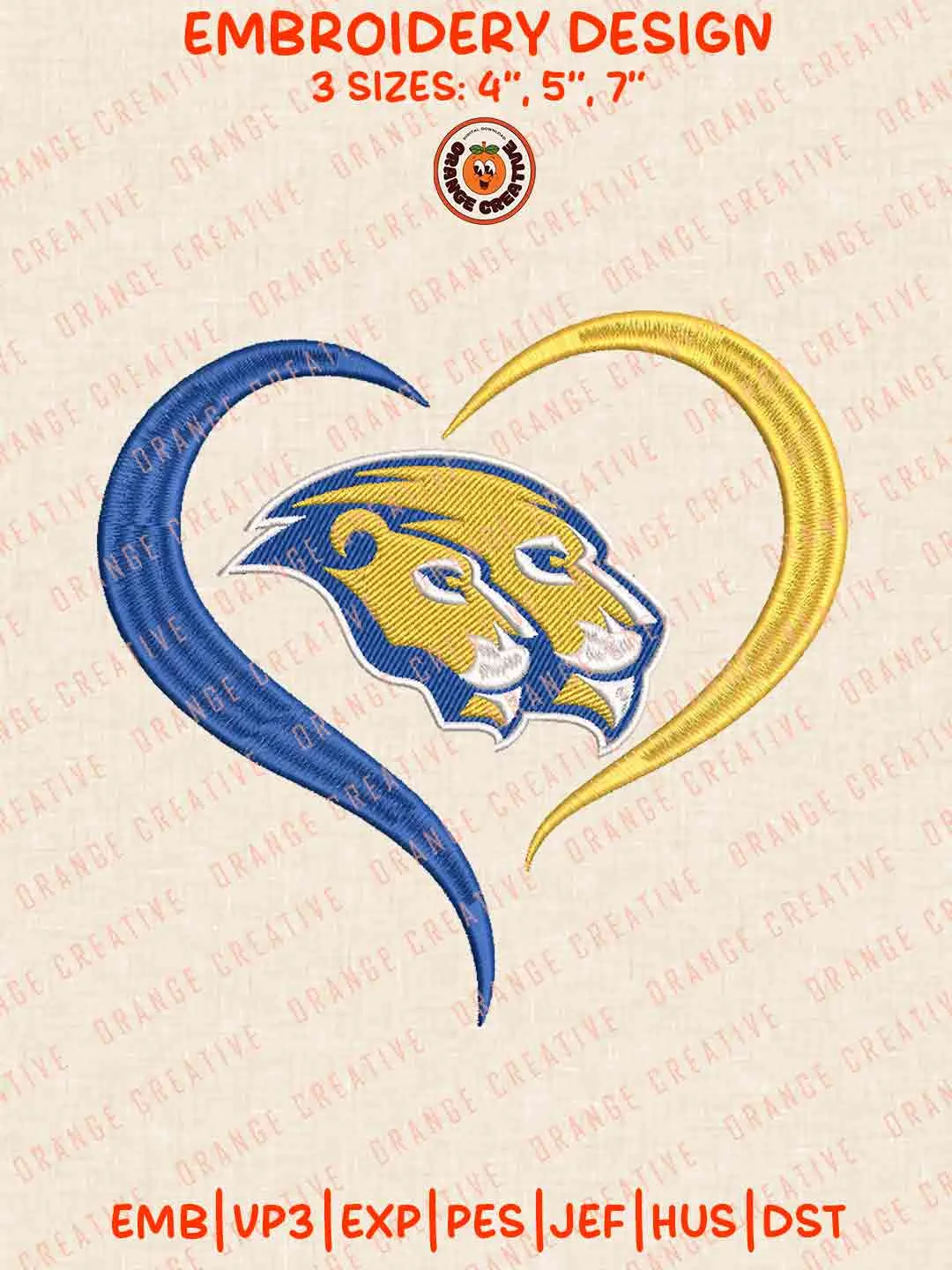 Hofstra Pride Heart Embroidery Design Files, Football Embroidery Designs, Sport Machine Embroidery Files, 3 Sizes, Custom Sizes, Instant Download