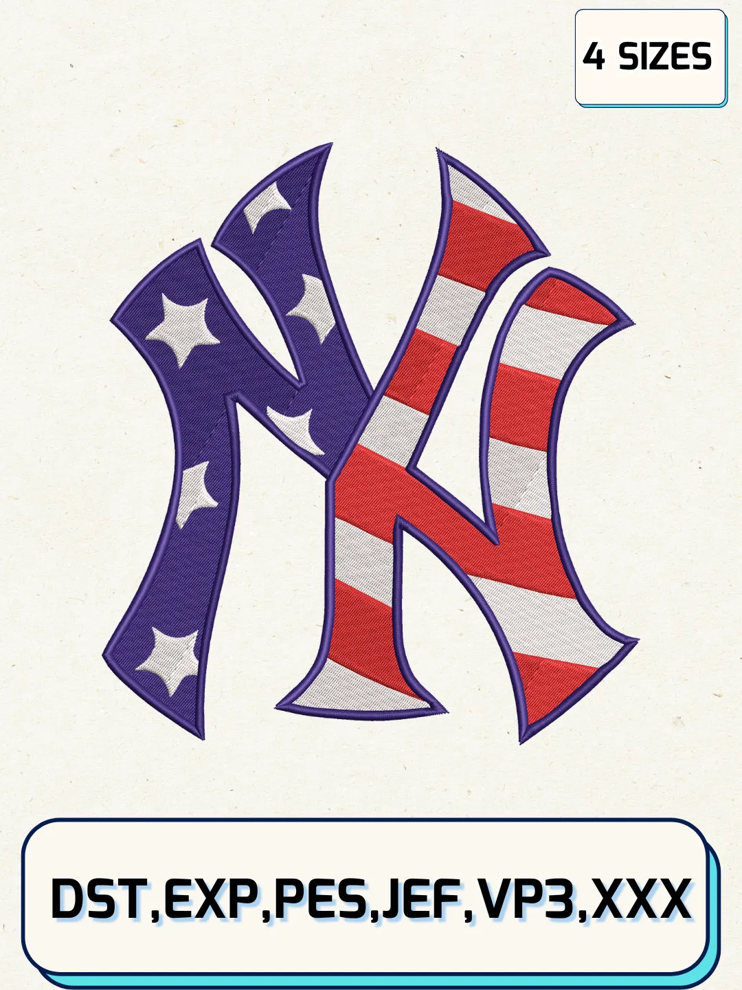 New York Yankees Logos Embroidery Design Files, MLB Logos Embroidery Designs, Machine Embroidery Files, 4 Sizes