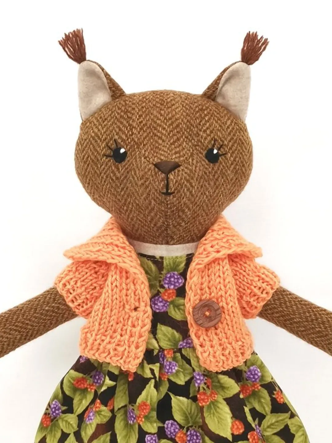 Red squirrel girl, plush stuffed toy, wool animal doll, squirrel soft toy