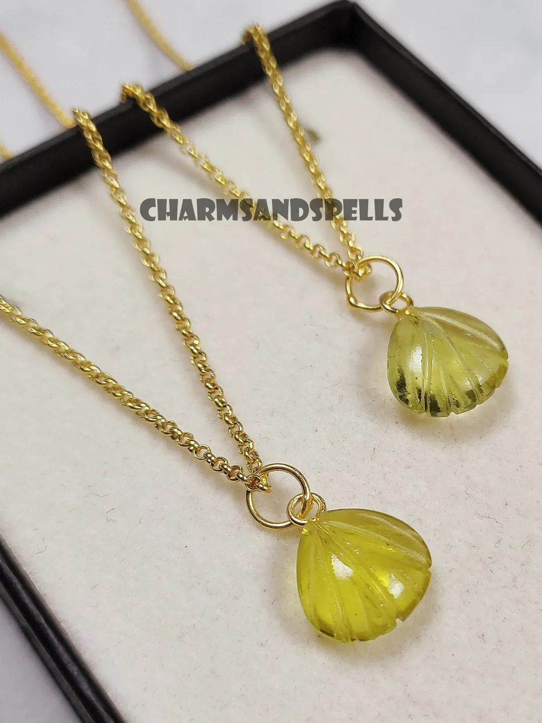 Dainty Lemon Quartz Sea Shell Necklace, Carved Necklace, Birthstone Necklace, Minimalist Necklace, Gift For Her, Christmas Gifts