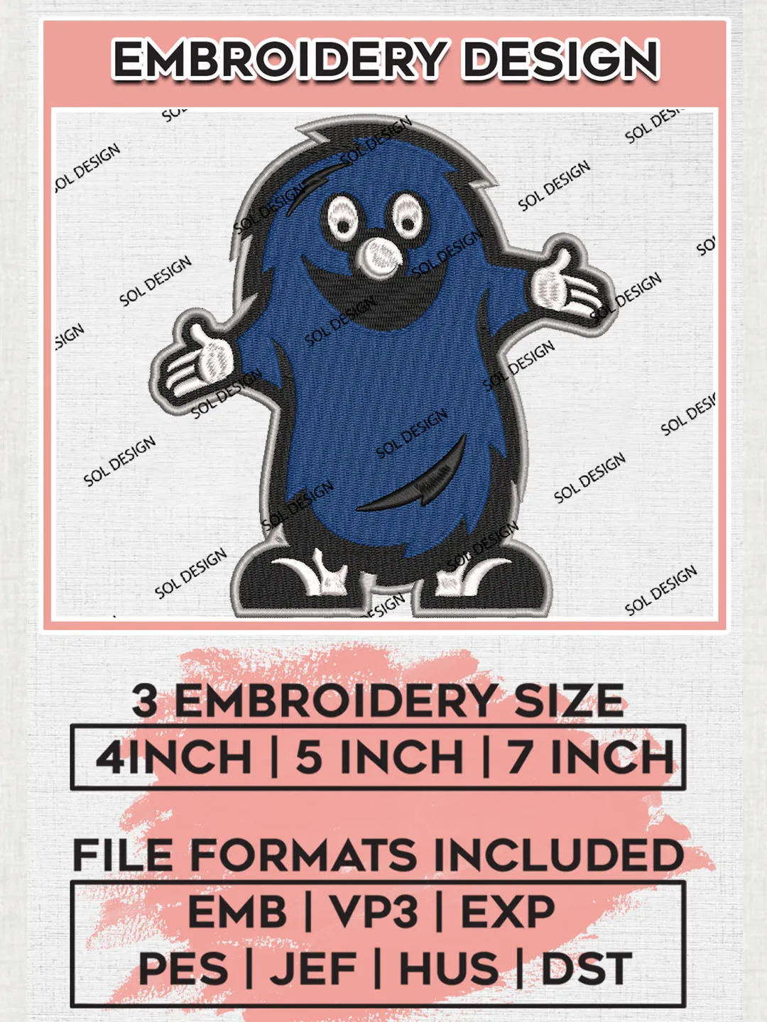 NCAA Xavier Musketeers College Team Funny Mascot Logo Embroidery Design Files, NCAA Xavier Musketeers Machine Embroidery, NCAA Teams, 3 sizes, NCAA Machine embroidery designs, Digital Download
