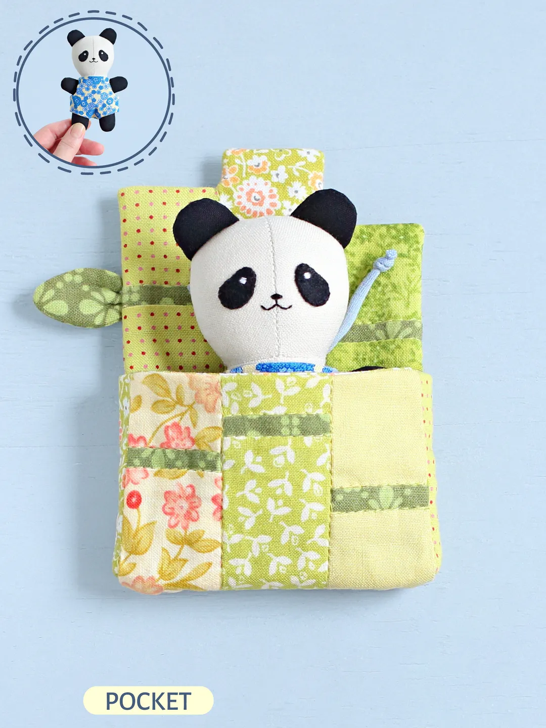 2 PDF Pocket Panda Stuffed Animal and Bamboo Stalks Pouch Sewing Patterns Bundle