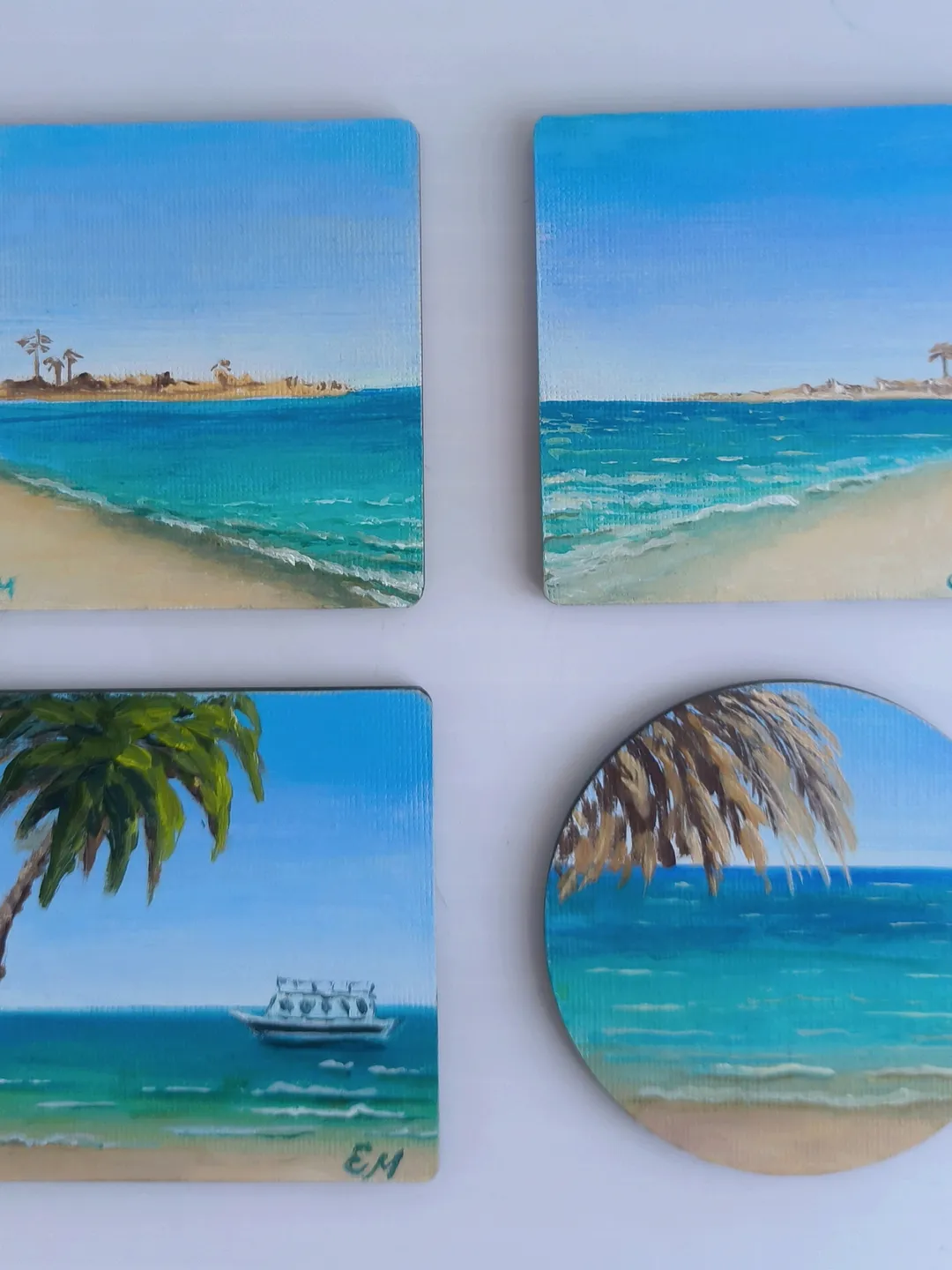Mini oil paintings Painting sea Painting magnet Miniature Egypt oil painting