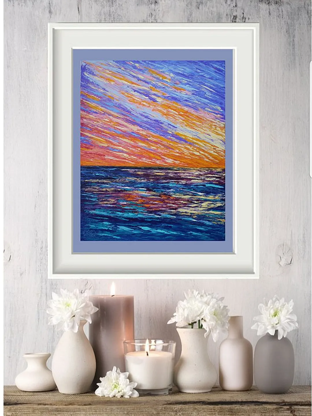 Sunset Painting Seascape Original Art Tropical Wall Art Impasto Oil ...