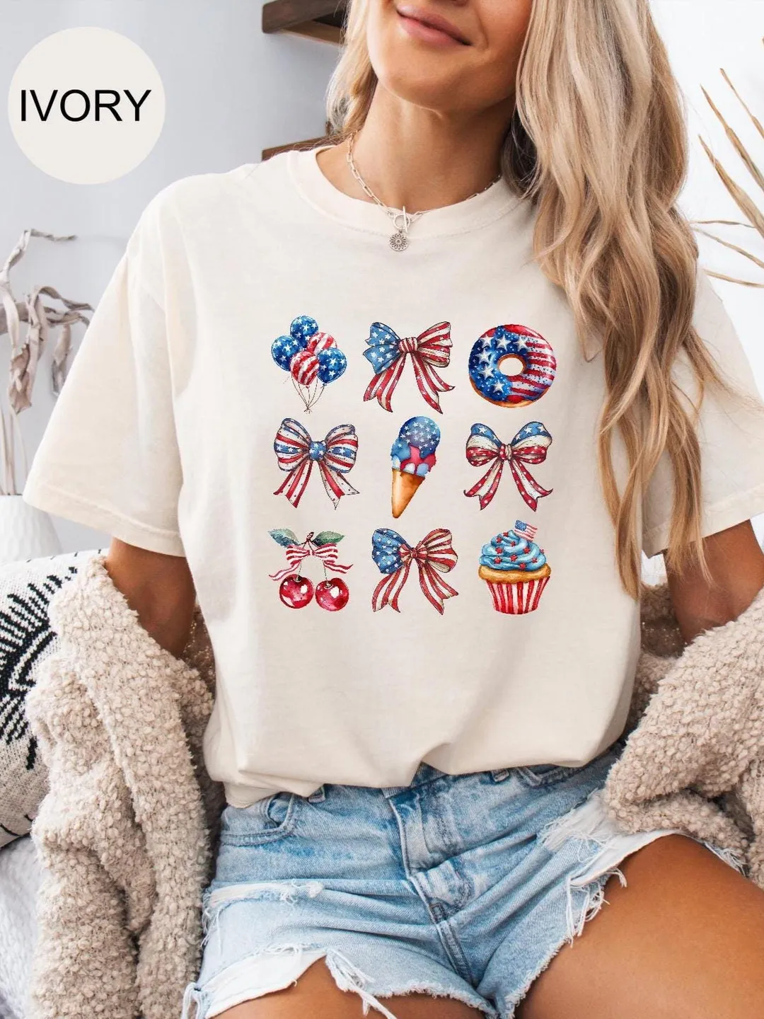 Comfort Colors® America Flag Coquette T-Shirt, USA Flag 4th of July Coquette, Freedom Shirt, Independence Shirt