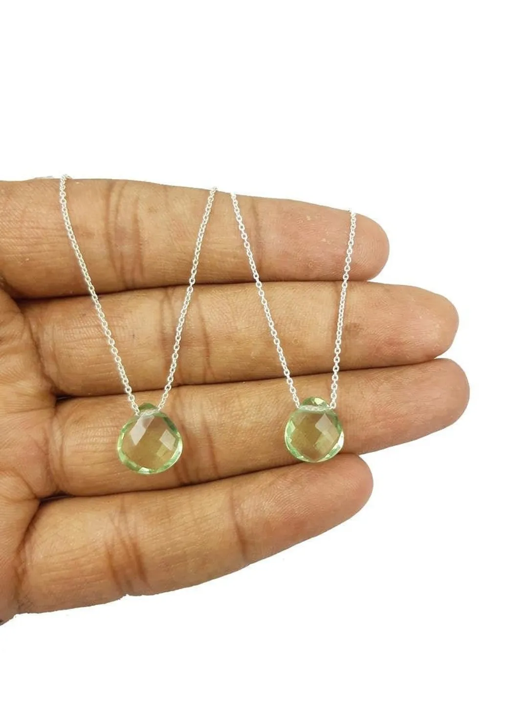 Green Amethyst Pendant Necklace, Handmade Sterling Silver Jewelry, Forged Gemstone Pendant, Gift for Women