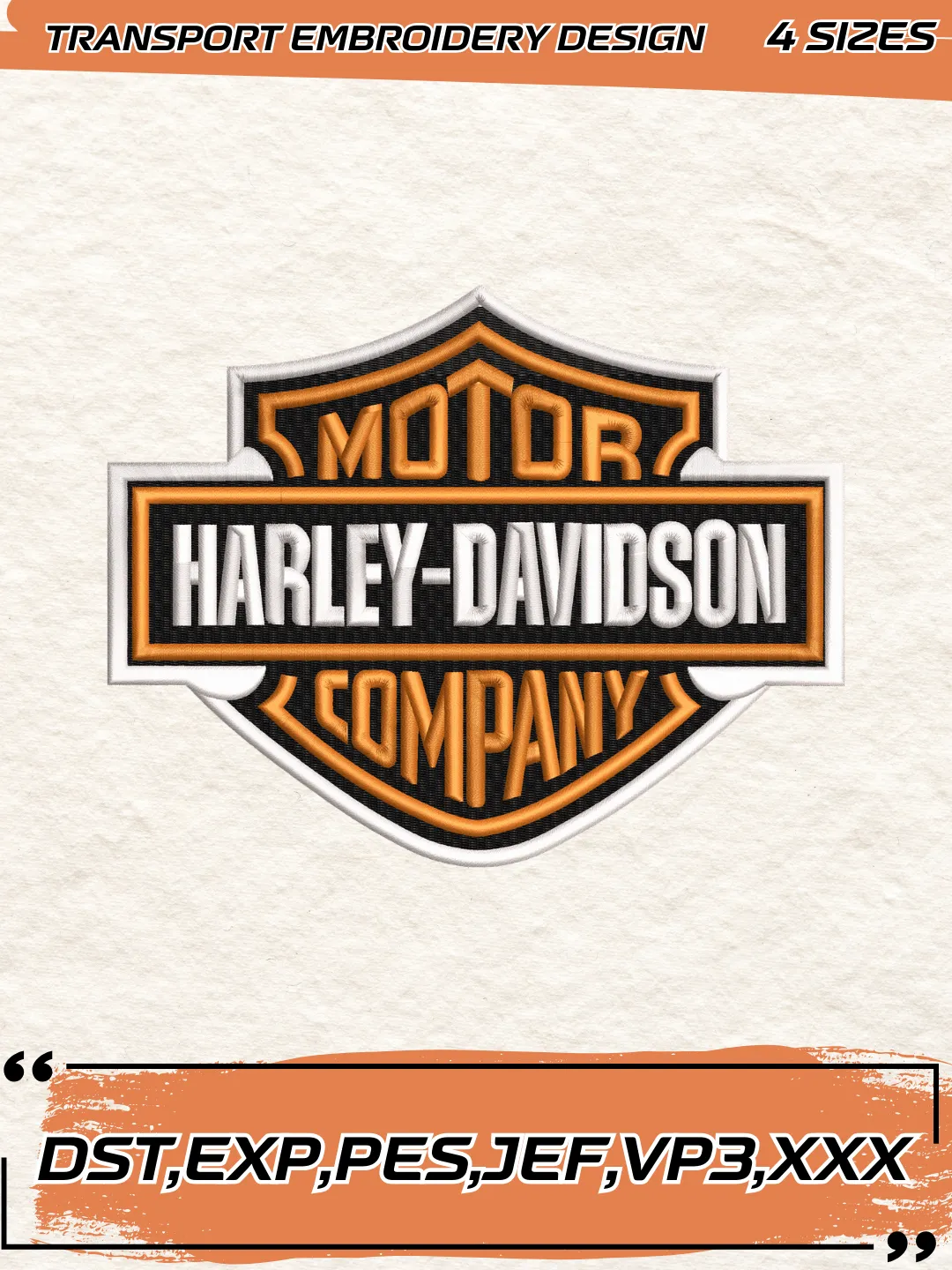 Harley-Davidson Logo Embroidery Design,Transport Embroidery File,4 Sizes, Digital Download