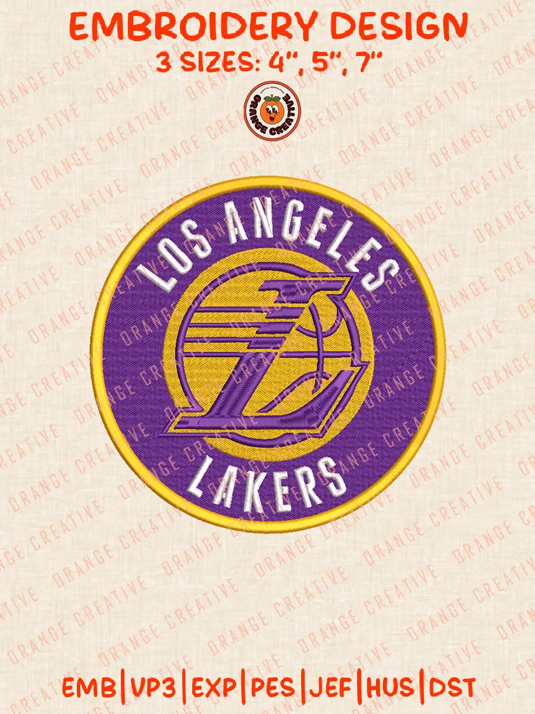 Los Angeles Lakers NBA Logos Embroidery Designs, NBA Team Logo Embroidery Files, Machine Embroidery Design File, 4 Sizes, Custom Size, Digital Download
