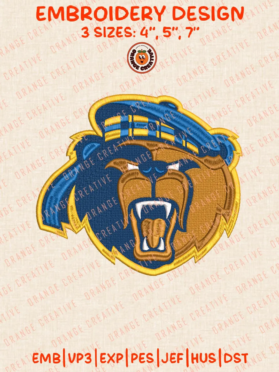 UCR Highlanders NCAA Logos Embroidery Design Files, NCAA Logos Embroidery Designs, Machine Embroidery Files, 4 Sizes, Custom Sizes, Instant Download