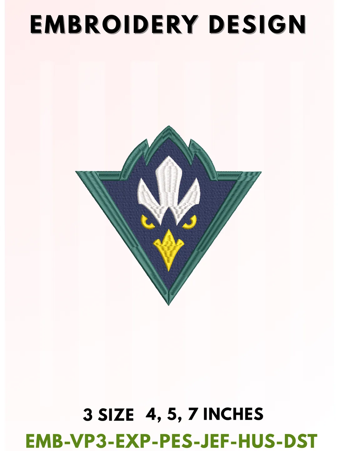 Seahawk Football Embroidery Design, College Sports Embroidery Files, Sports Machine Embroidery Files, 3 Sizes, Instant Download