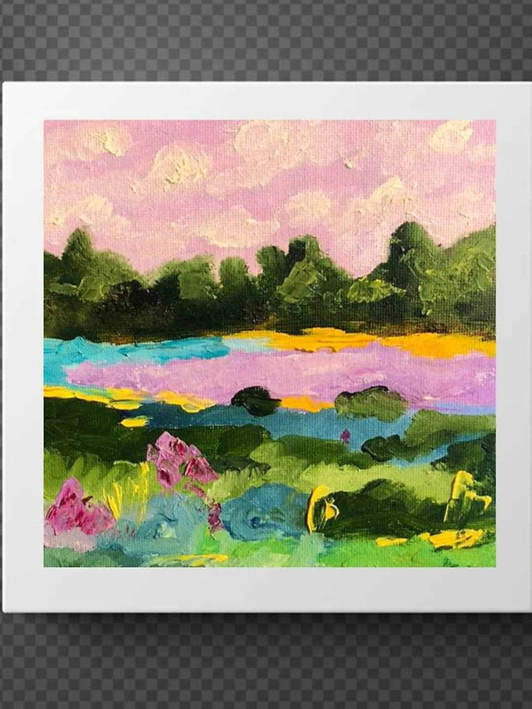 Abstract Landscape Original Oil Painting Impasto Art Miniature 6x6 inches