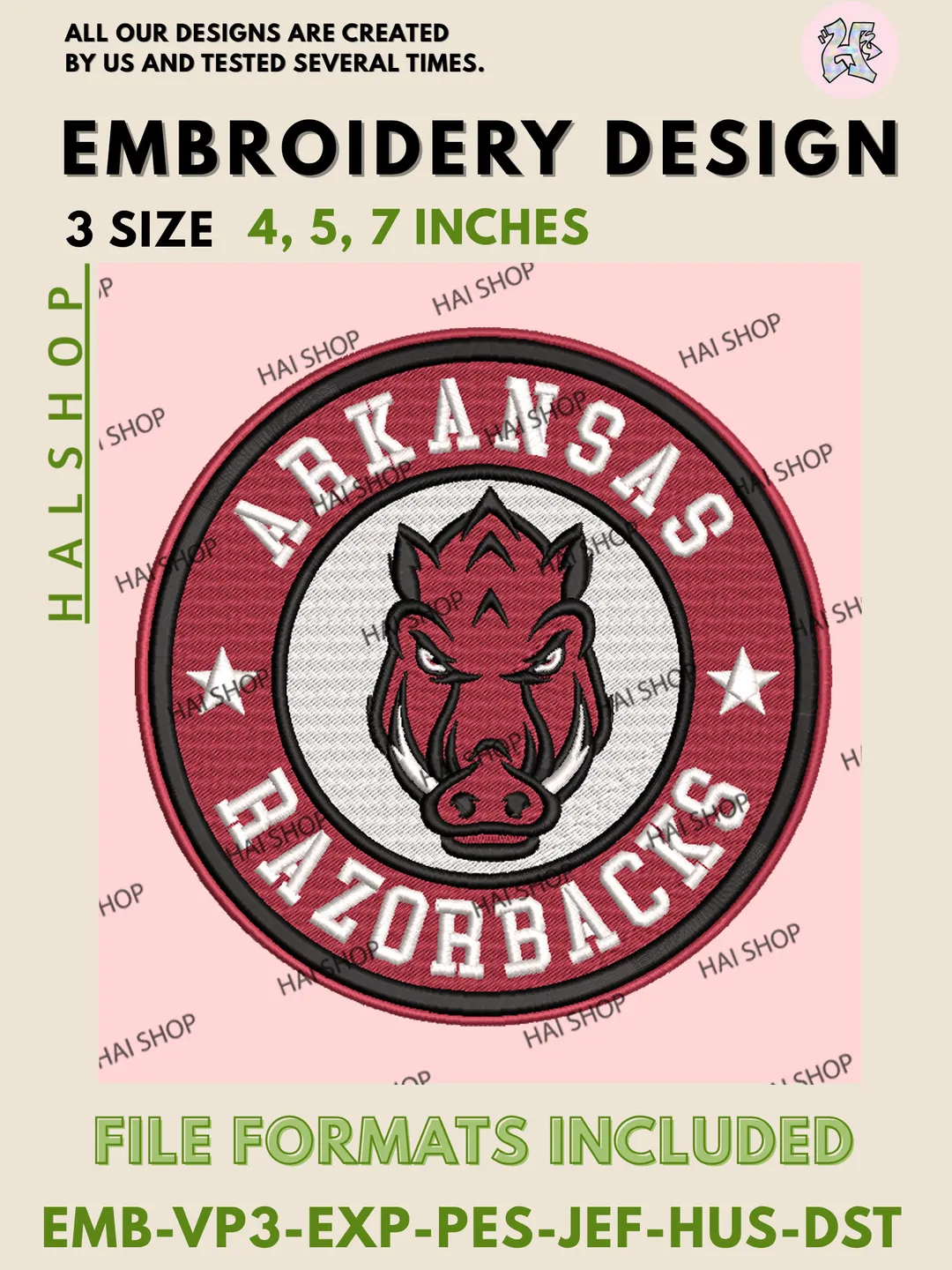 Arkansas Razorback Embroidry File NCAA Arkansas Razorbacks Team Logo Machine Embroidery Design Files ...