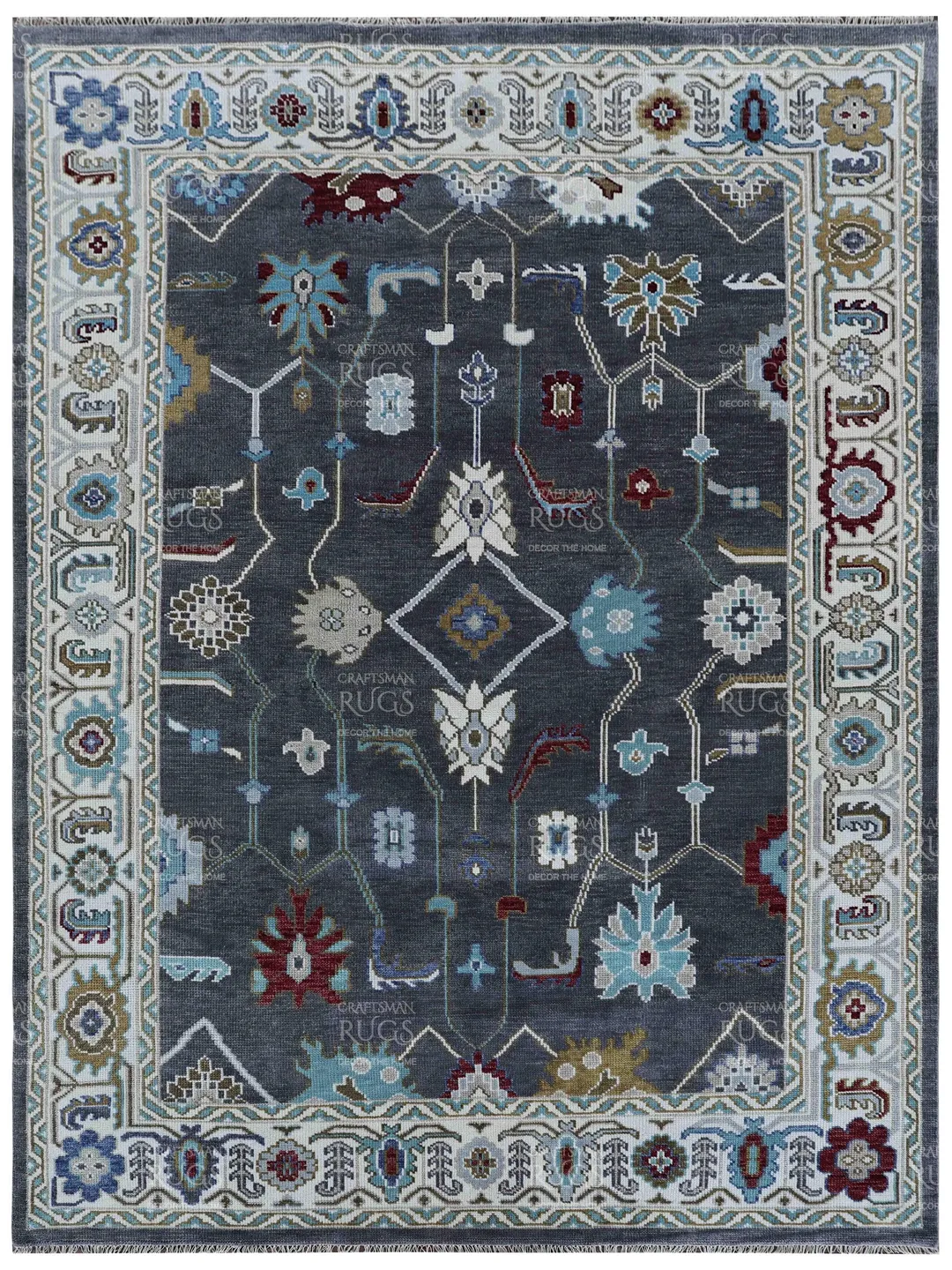 9x12 ft Quick ship! Modern Grey Oushak style Hand Knotted Rug, Handmade Rugs for Living Room - Antique style Contemporary rug