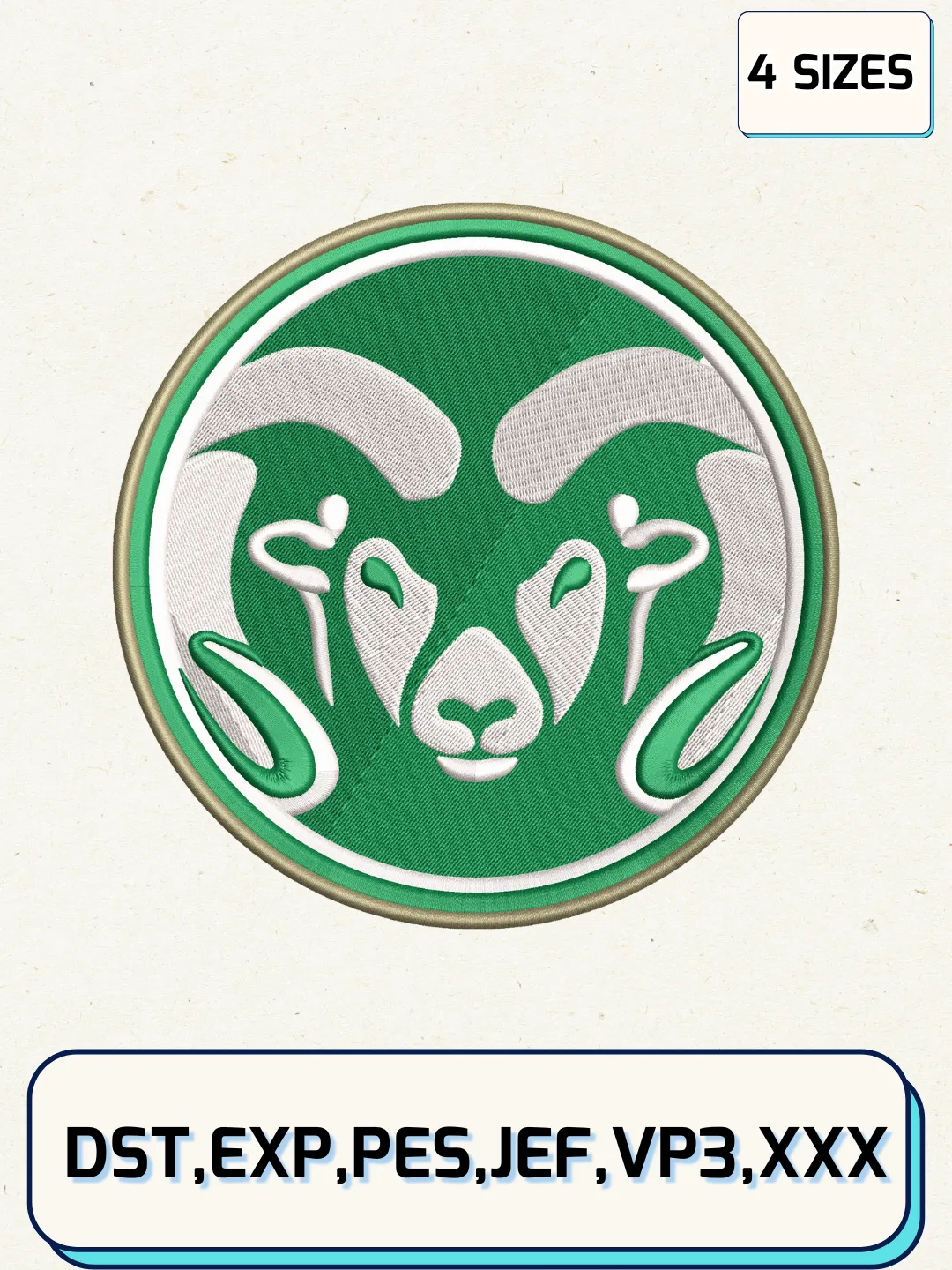 Colorado State Rams Embroidery Design Files, NCAA Logos Embroidery Designs, Machine Embroidery Files, 4 Sizes