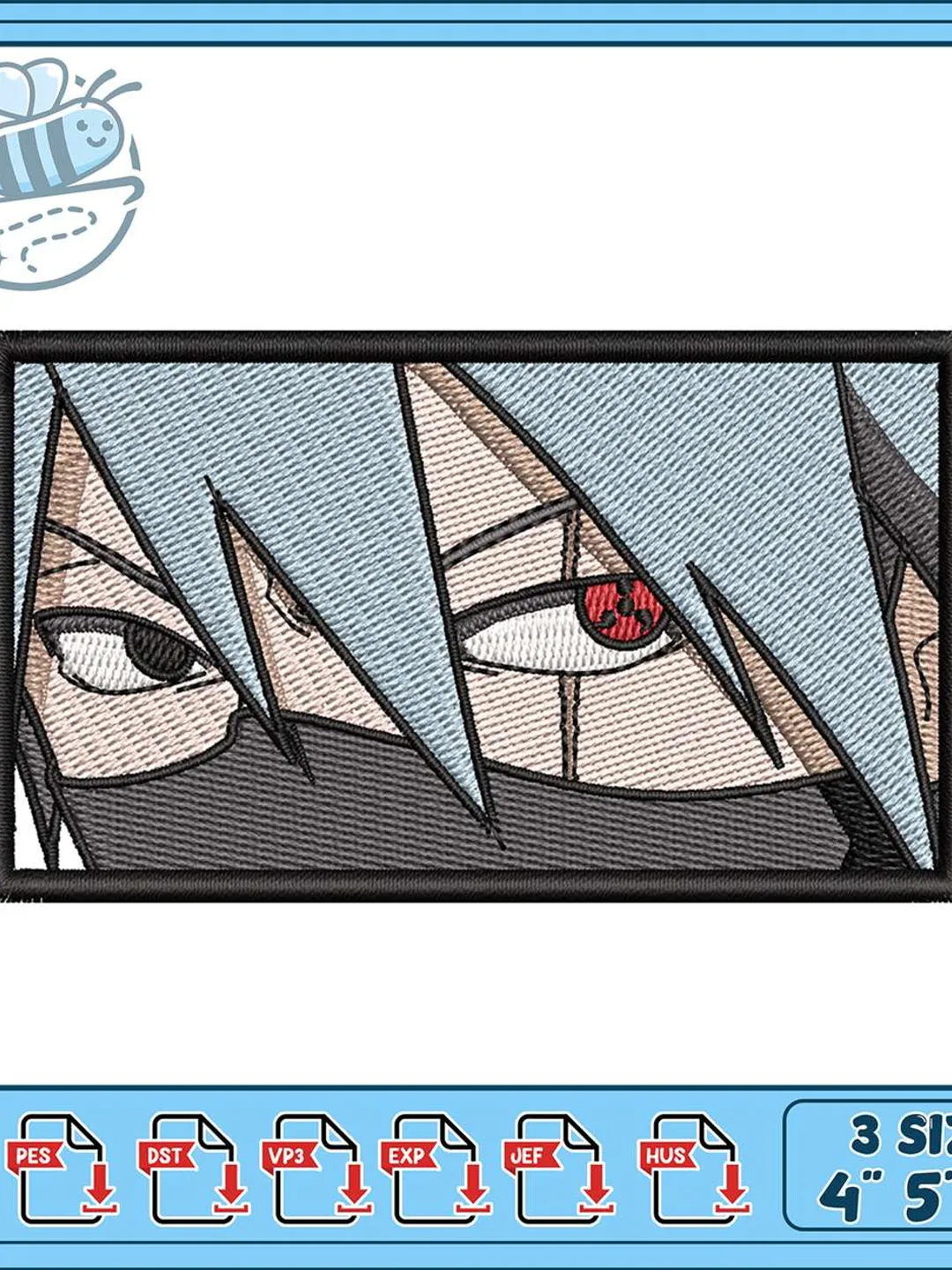 Kakashi Sharingan Eyes Embroidery Design, Anime Ninja Close Up Patch, Naruto Machine Embroidery File, Instant Download PES DST