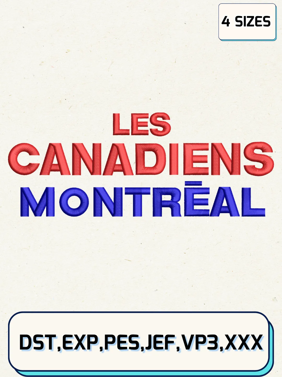 Montréal Hockey Embroidery Design Files ,Machine Embroidery Files,4 Sizes
