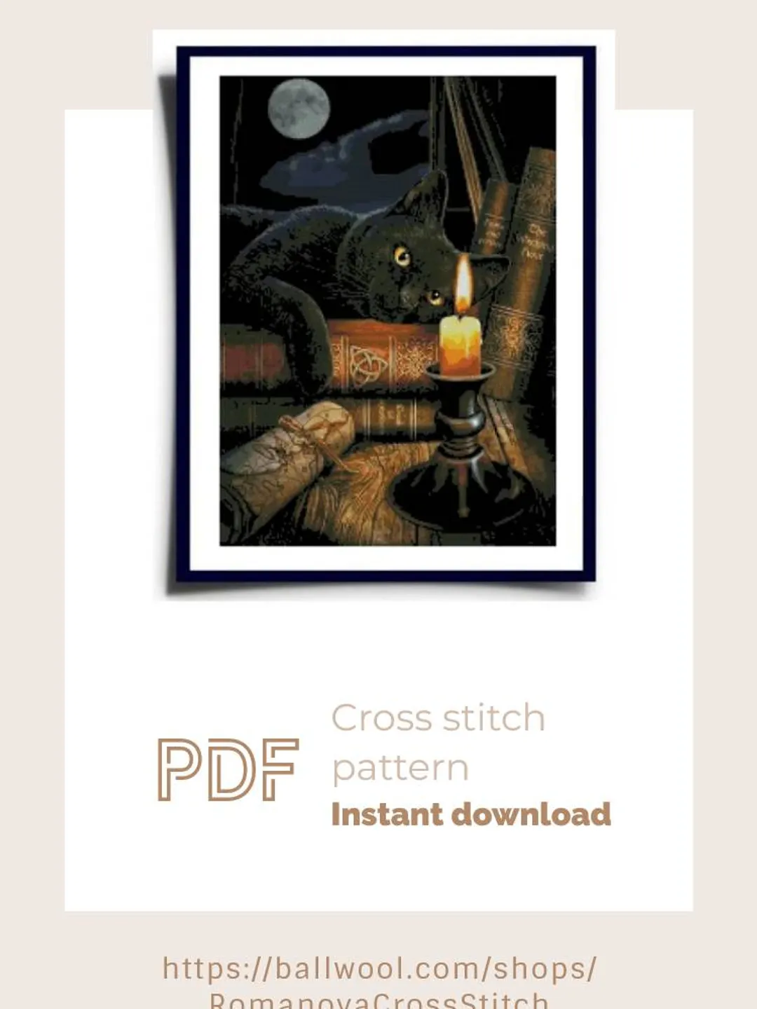 Magic Cat cross stitch PDF pattern, Animal embroidery design, Instant download