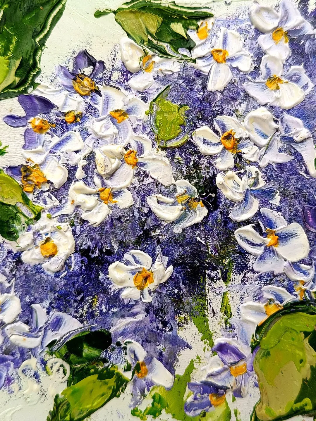 Lilac Painting Flower Original Art Impasto Oil Painting 4x4 painting Floral Small Painting by ArtProkopaloSv