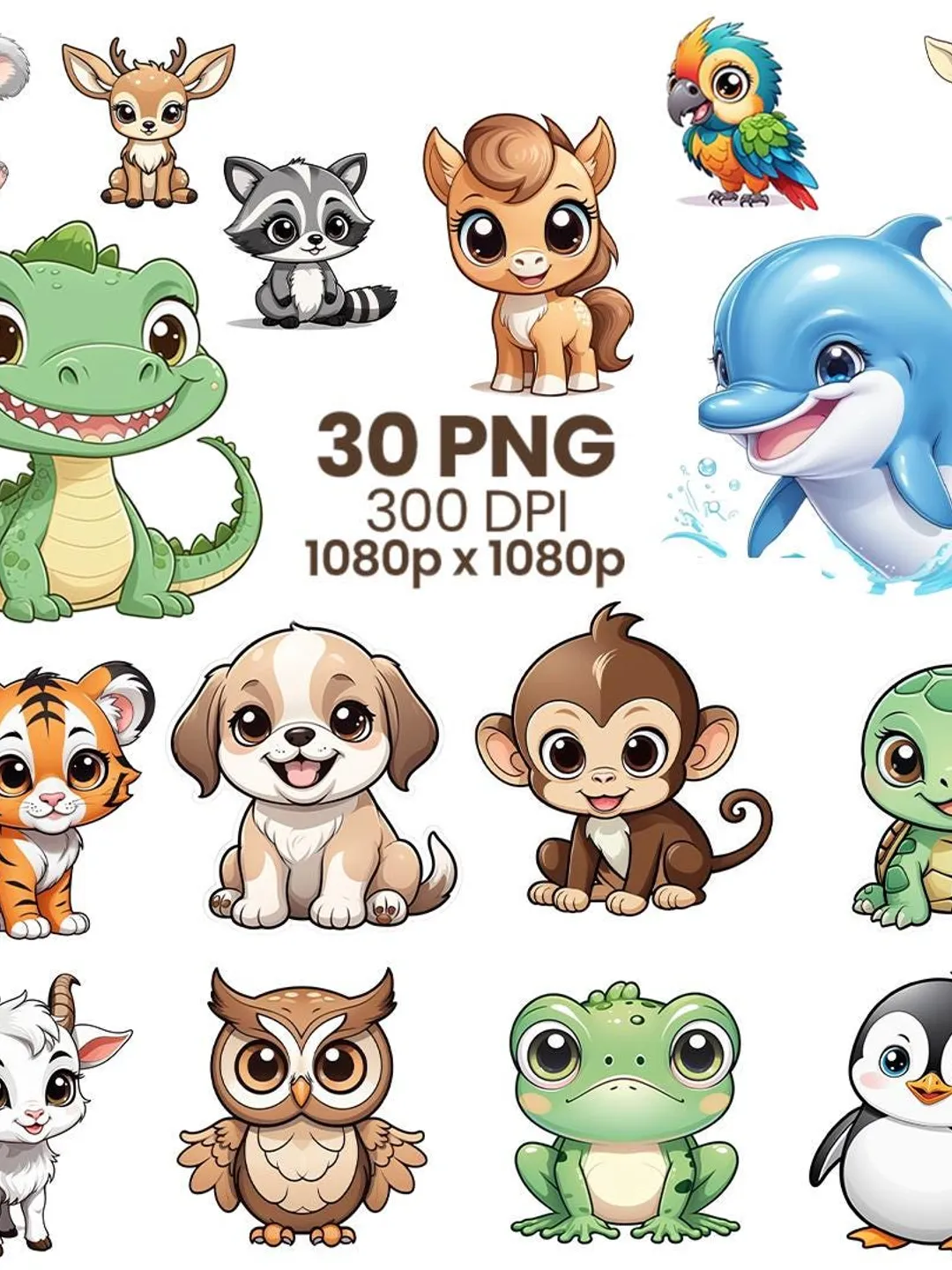 Adorable Animal Clipart PNG | Cute Kawaii Animals | Farm & Forest ...