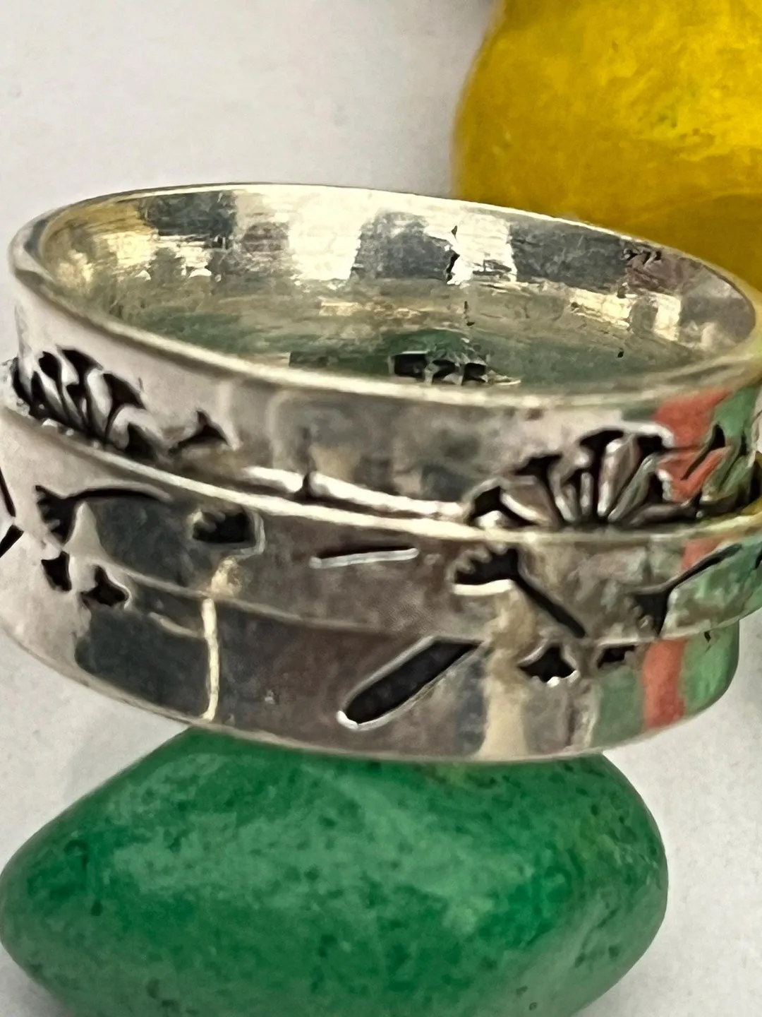 Personalized Hammered Sterling Silver Spinner Ring: Boho Meditation Ring