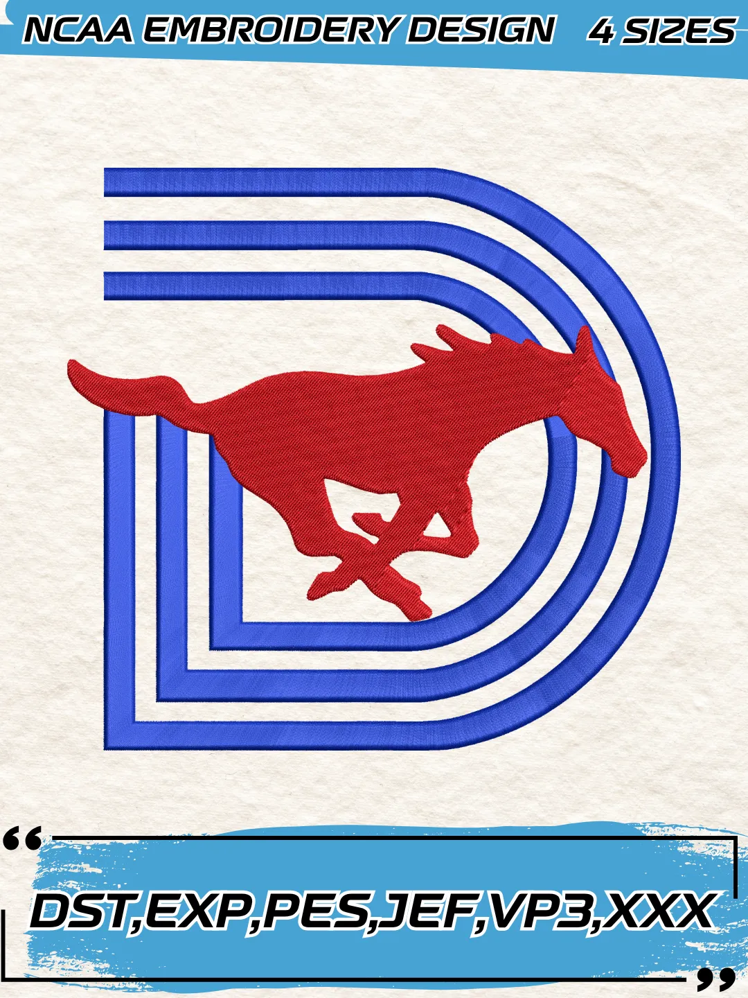 SMU Mustangs Misc Logos Embroidery Design,NCAA Logo Embroidery Design,Machine Embroidery Design File,4 Sizes, Digital Download