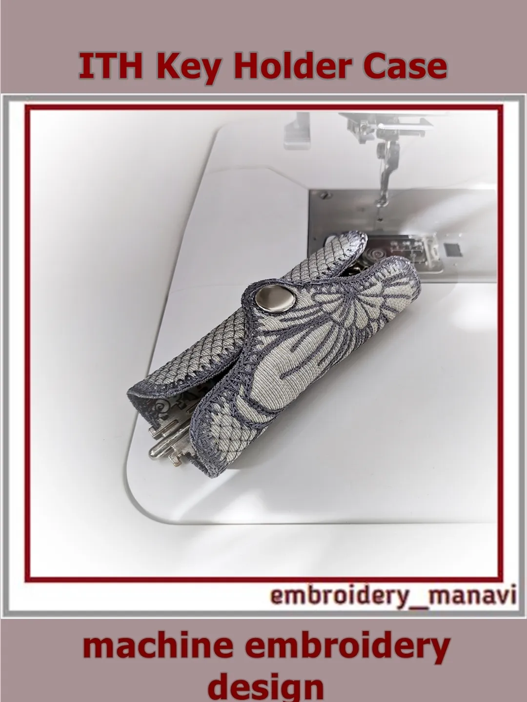 ITH Quilted Key Holder & Case Machine Embroidery Design - Geometry of Nature: Magnolia - In The Hoop Key Wallet (1 Hooping)
