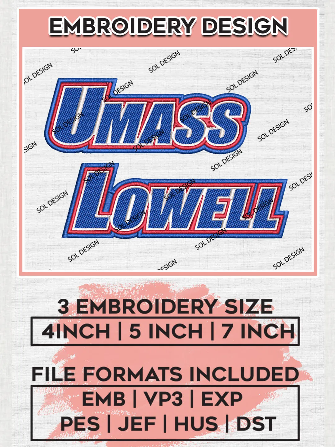 UMass Lowell River Hawks College Football Team Wordmark Logo embroidery designs, NCAA UMass Lowell River Hawks Logo Machine embroidery files, NCAA Team Logo embroidery designs, NCAA Game Day Machine embroidery designs, Digital Download