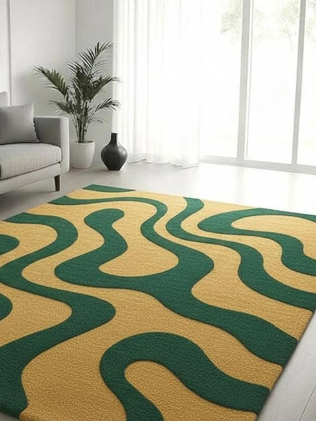 Hand Tufted Wool Area Rug | Modern Wavy Design Rug | Contemporary ...