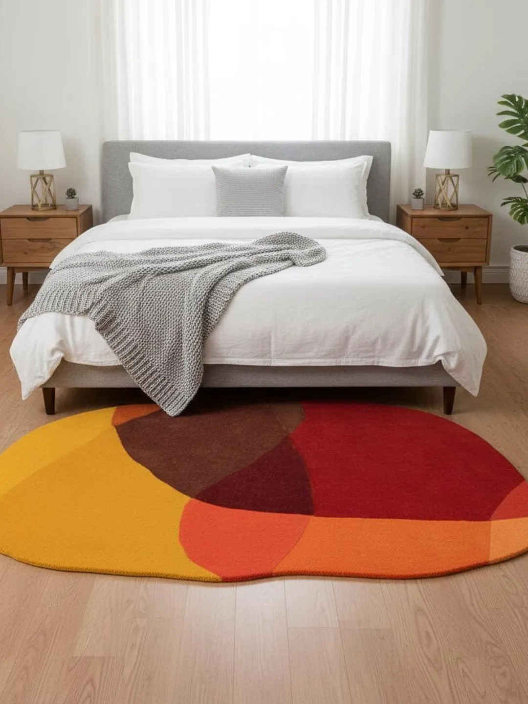 Hand Tufted Abstract Wool Rug, Modern Organic Shape Rug, Contemporary ...