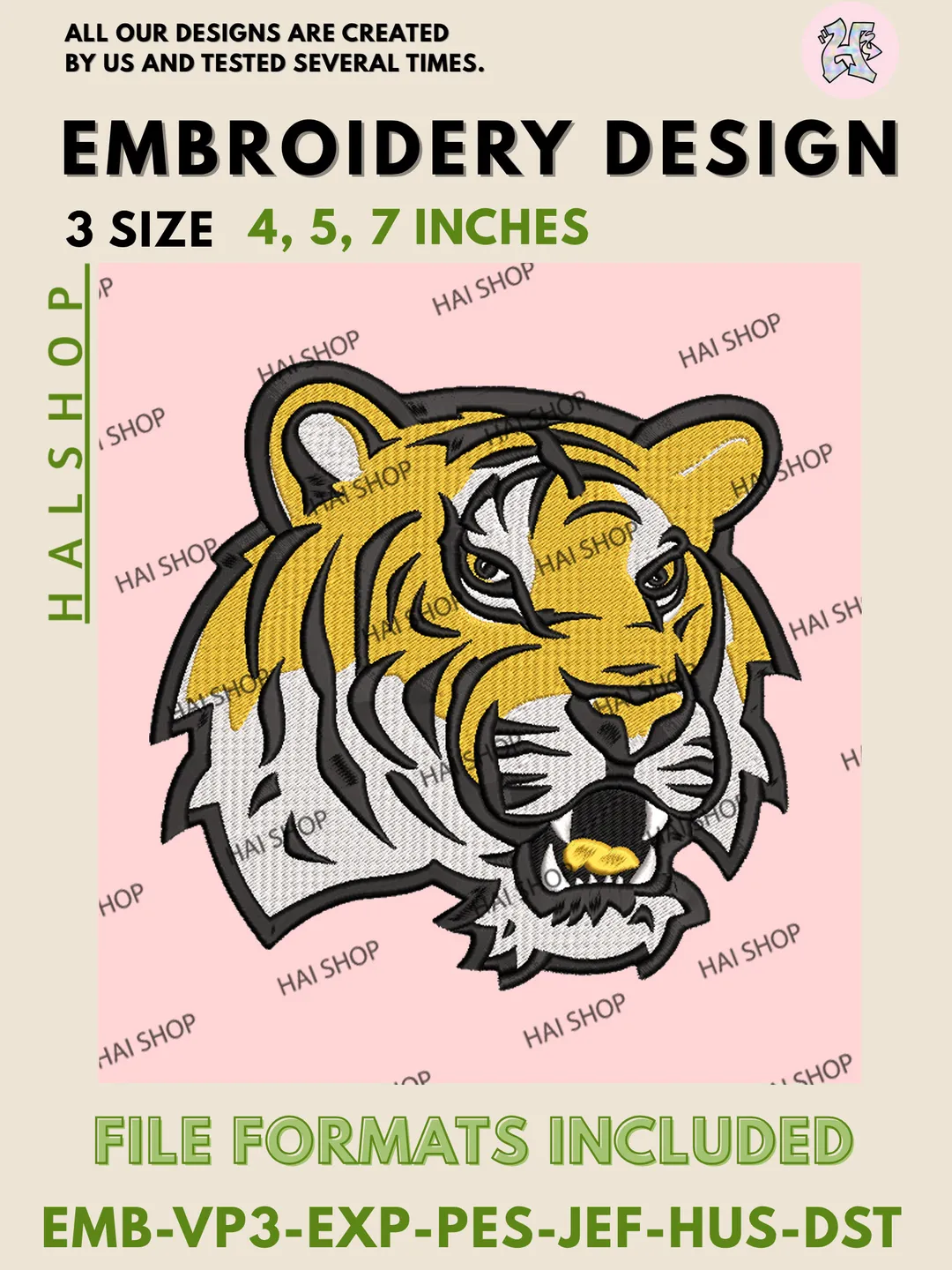 LSU Tigers NCAA Team Logo Machine Embroidery Design Files, High Quality College Mascot Embroidery Designs, Digital Download