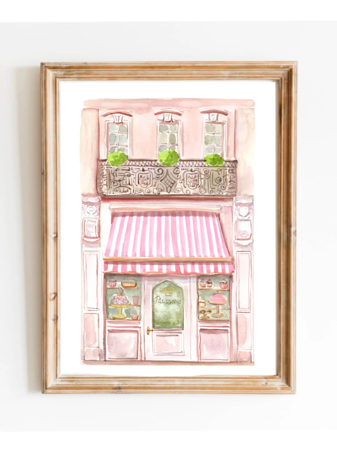 French Patisserie Bakery Art Print, Watercolor Painting, Paris Food Art, Sweet Shop Art Print, Pastel Kitchen Decor, Cute City Art Print