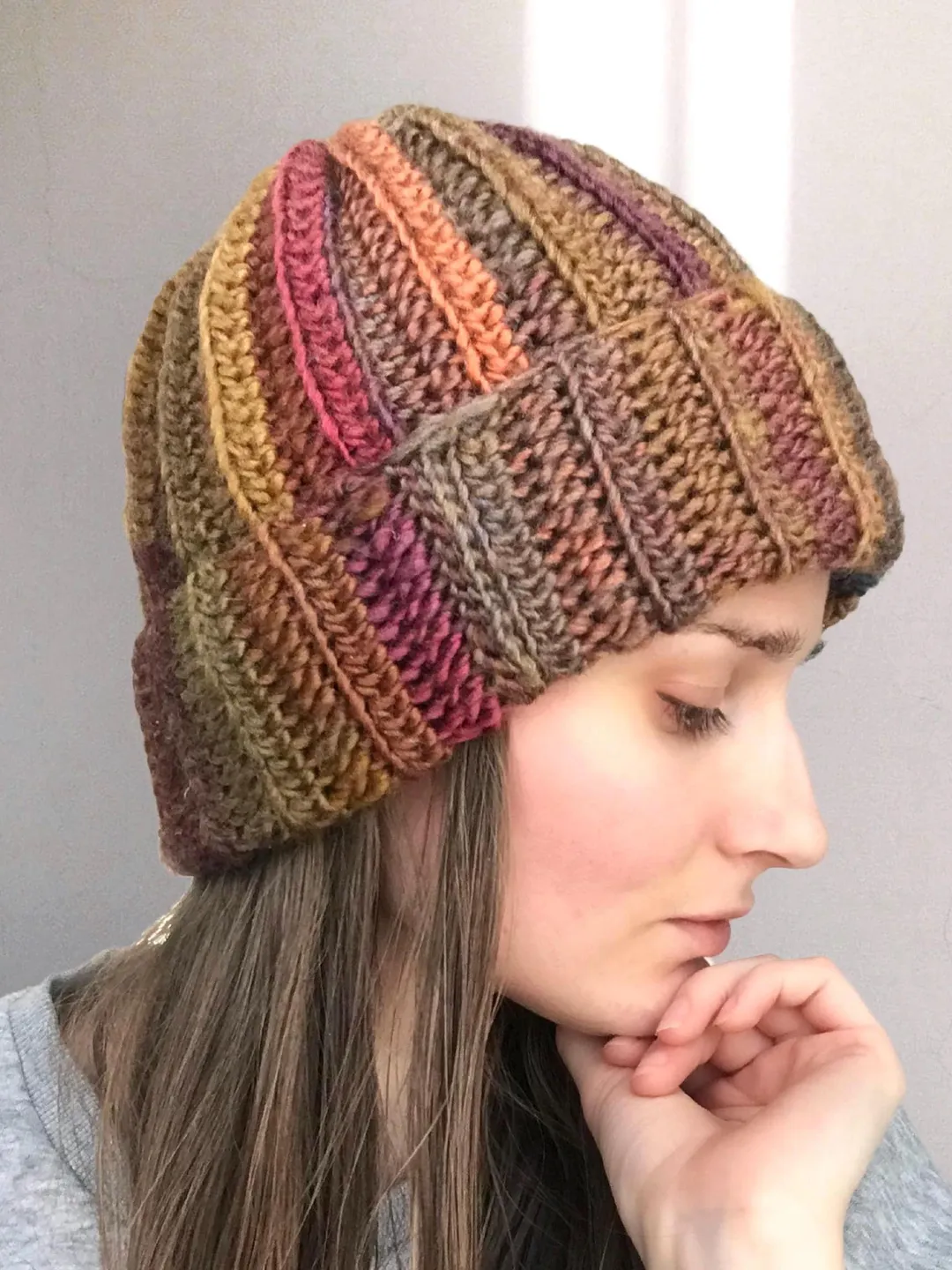 Crochet Scrap Yarn Beanie - Cozy Warm Wool Winter Hat - Unisex Snug Fit Stocking Cap - Muliticolor Boho Fisherman Hat