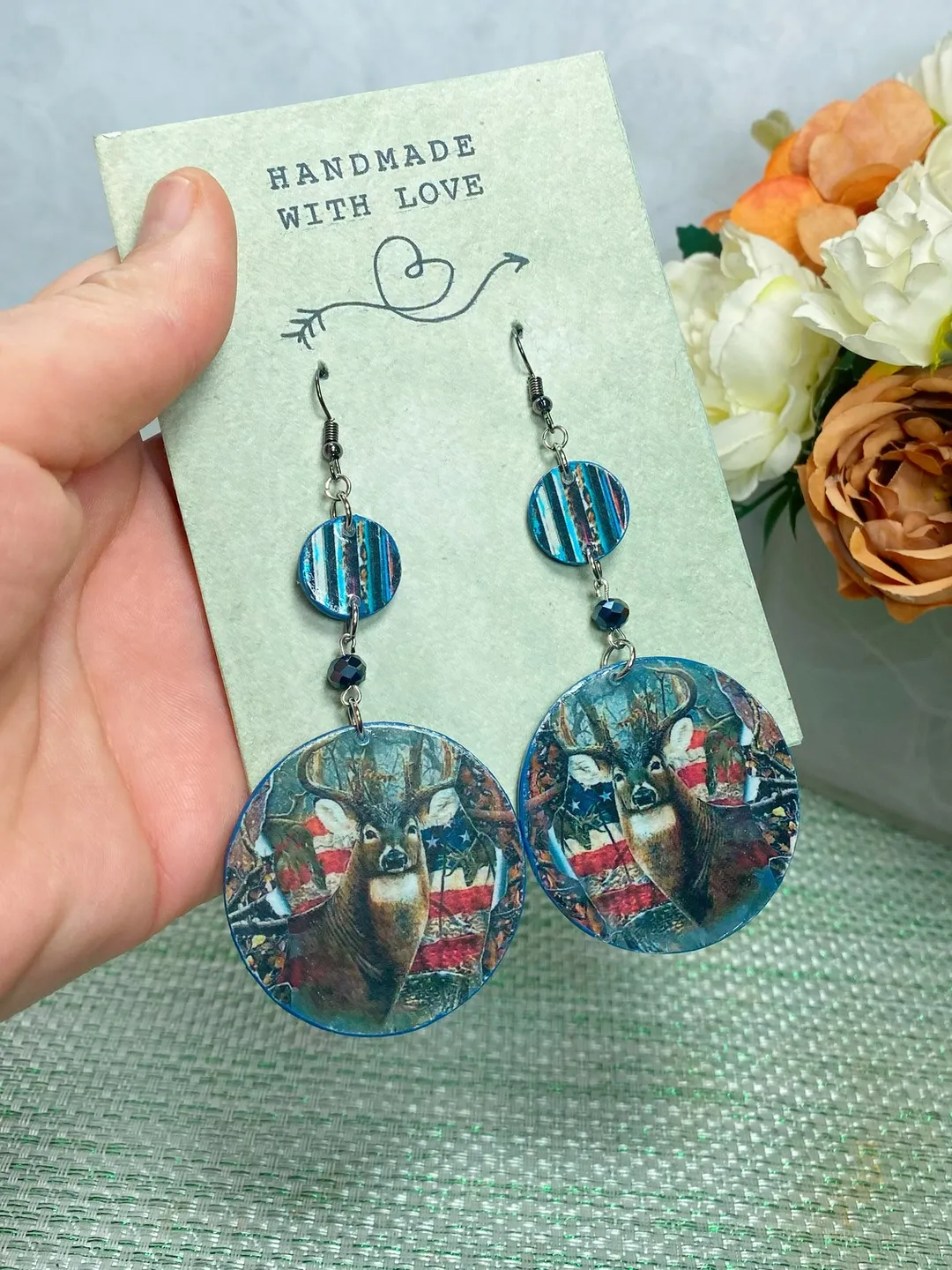 Original handmade earrings. Handmade jewelry. Author's earrings. Handmade. Earrings with deer.