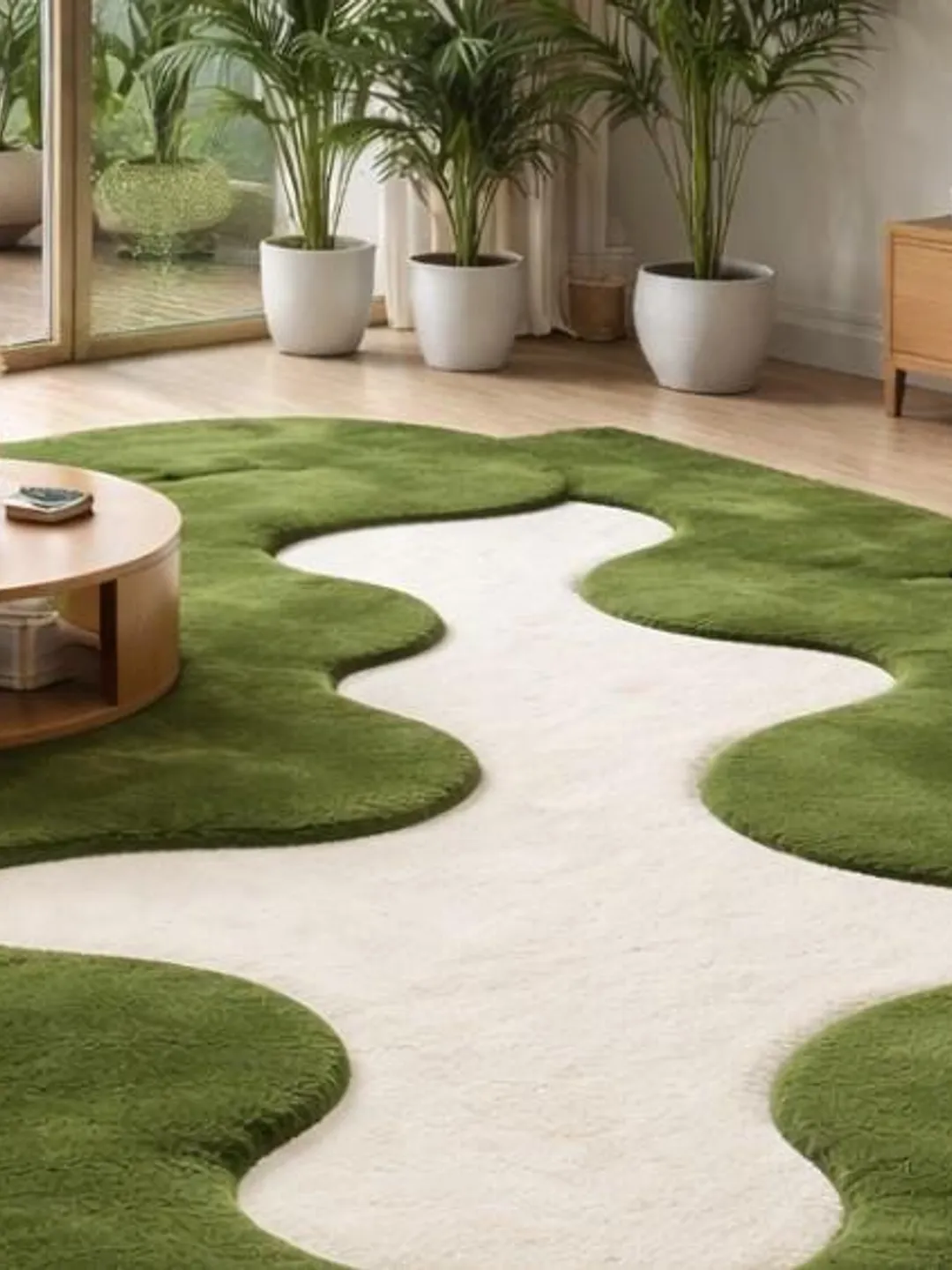 Green Moss Hand Tufted Wool Rug | Organic Wavy High Low Area Rug ...