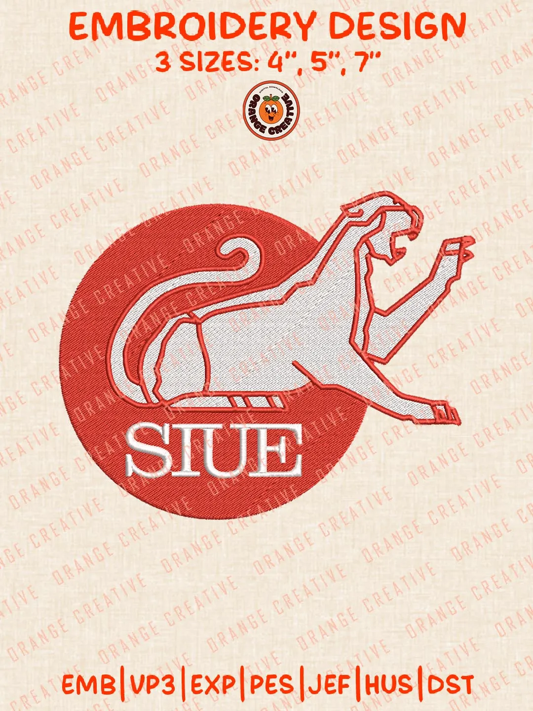 SIU Logo Embroidery Design Files, NCAA Logos Embroidery Designs, NCAA SIU Edwardsville Cougars Machine Embroidery Files, 3 Sizes, Custom Sizes, Instant Download